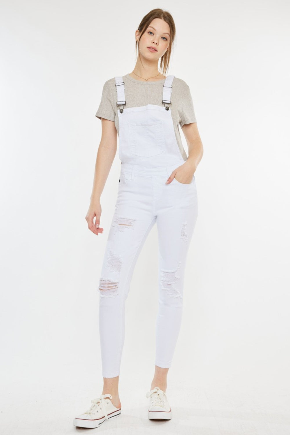 Blue Zone Planet | Kancan Distressed Skinny Denim Overalls-BOTTOMS SIZES SMALL MEDIUM LARGE-[Adult]-[Female]-2022 Online Blue Zone Planet