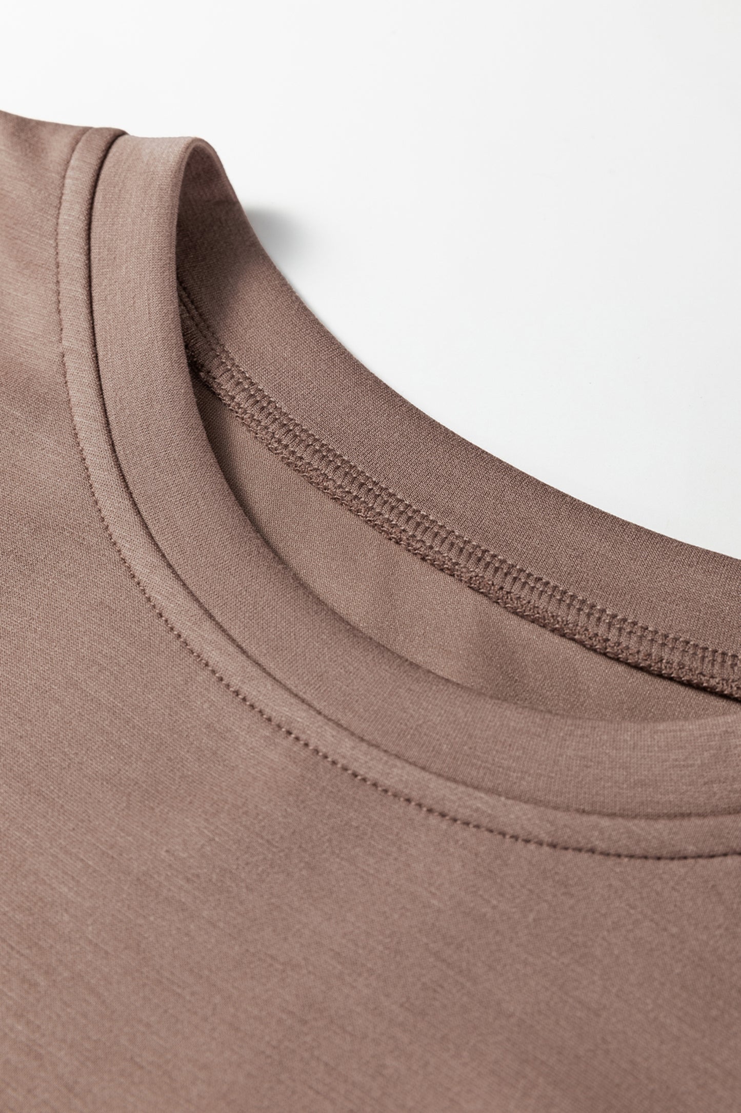 Coffee Solid Color Drop Shoulder Pullover Drawstring Mini Skirt 2pcs Outfit-Two Piece Sets/Two Piece Dresses-[Adult]-[Female]-2022 Online Blue Zone Planet