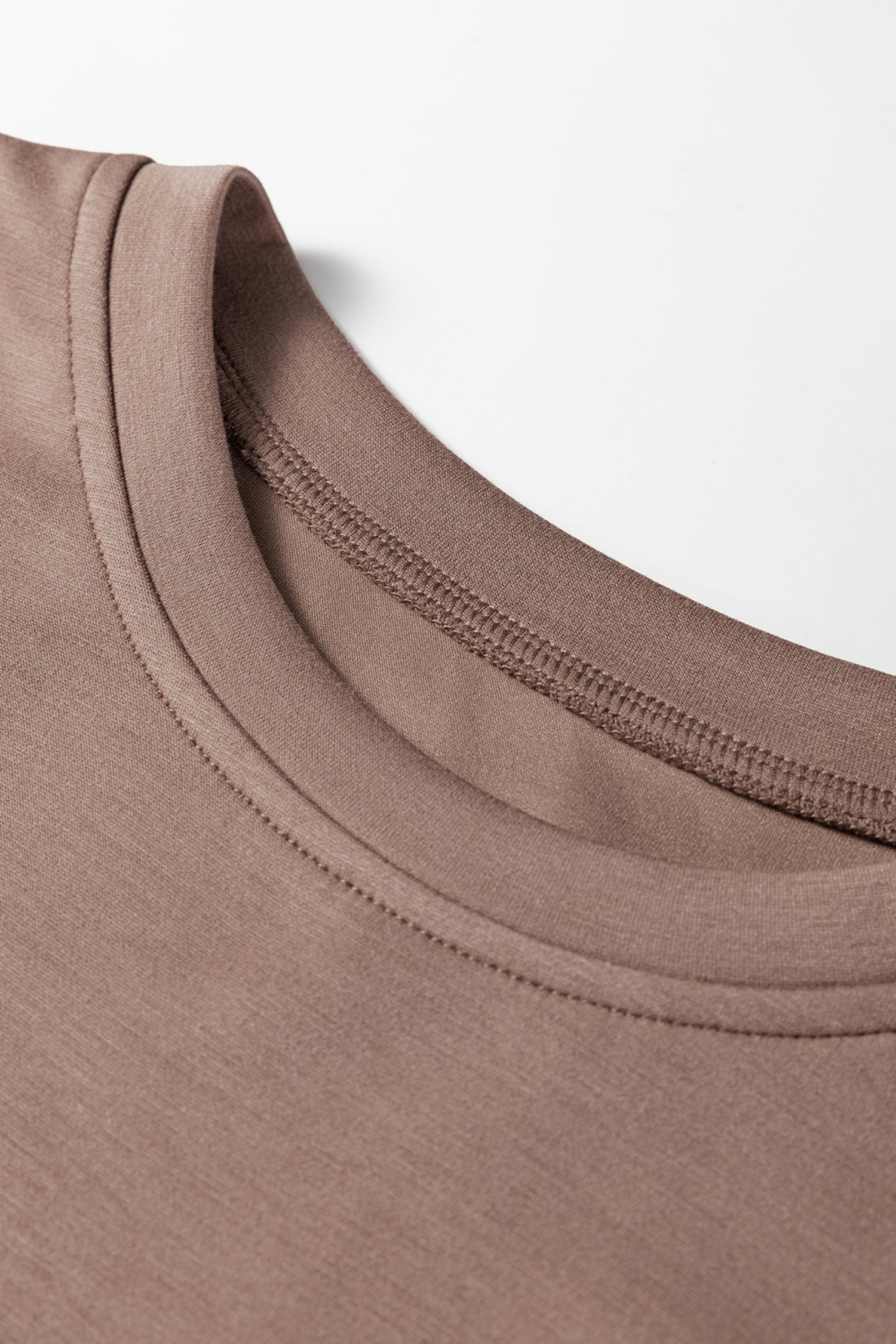 Coffee Solid Color Drop Shoulder Pullover Drawstring Mini Skirt 2pcs Outfit-Two Piece Sets/Two Piece Dresses-[Adult]-[Female]-2022 Online Blue Zone Planet