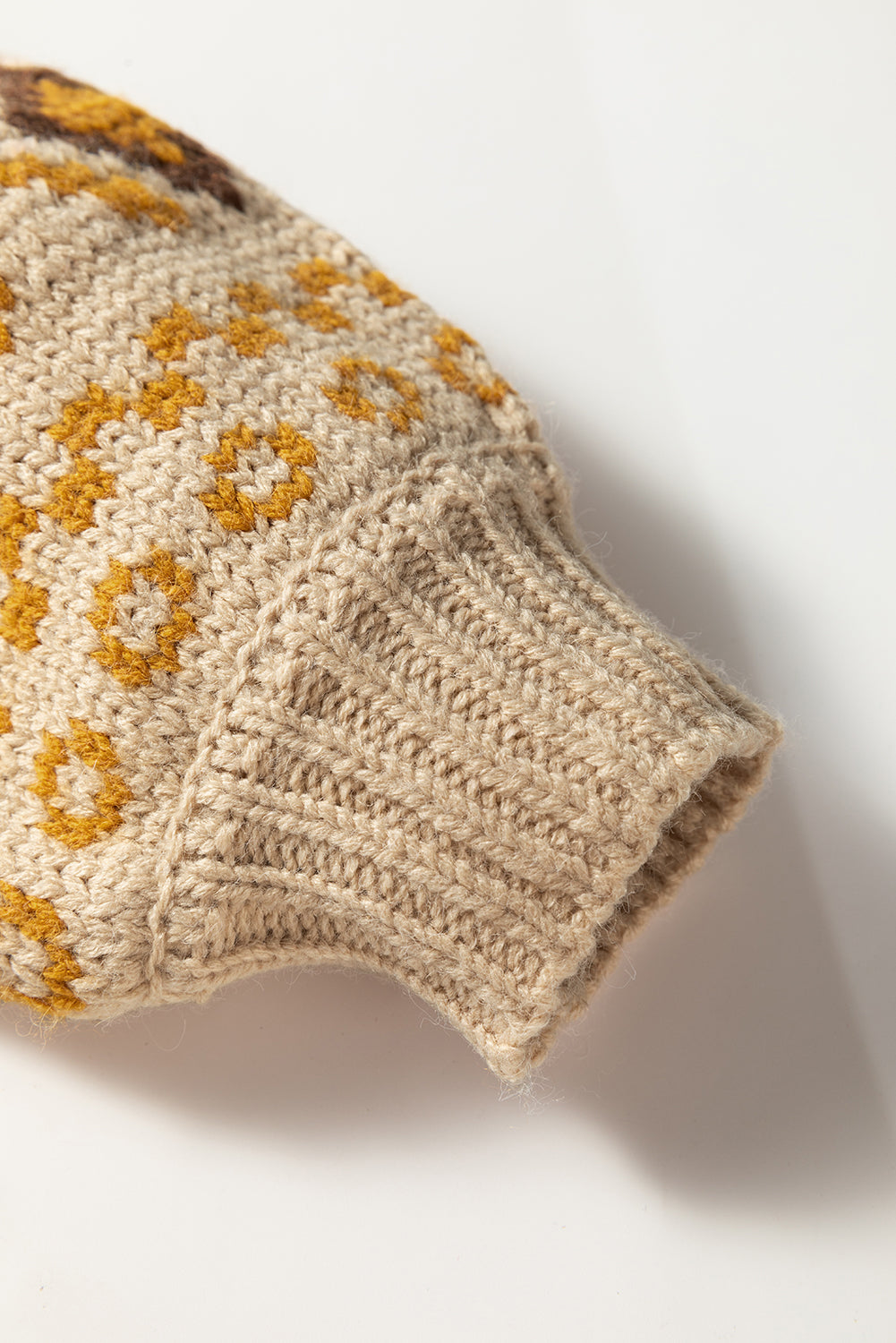 Khaki Western Pattern Knitted Button V Neck Cardigan Sweater-Sweaters & Cardigans/Cardigans-[Adult]-[Female]-2022 Online Blue Zone Planet