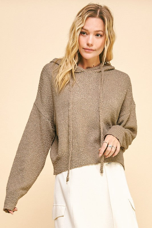 Davi & Dani Drop Shoulder Long Sleeve Hooded Sweater-TOPS / DRESSES-[Adult]-[Female]-Camel-S-2022 Online Blue Zone Planet