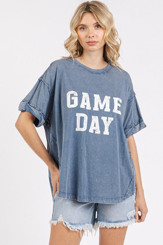Mittoshop GAME DAY Round Neck Short Sleeve T-Shirt-TOPS / DRESSES-[Adult]-[Female]-Dusty Blue-S-2022 Online Blue Zone Planet