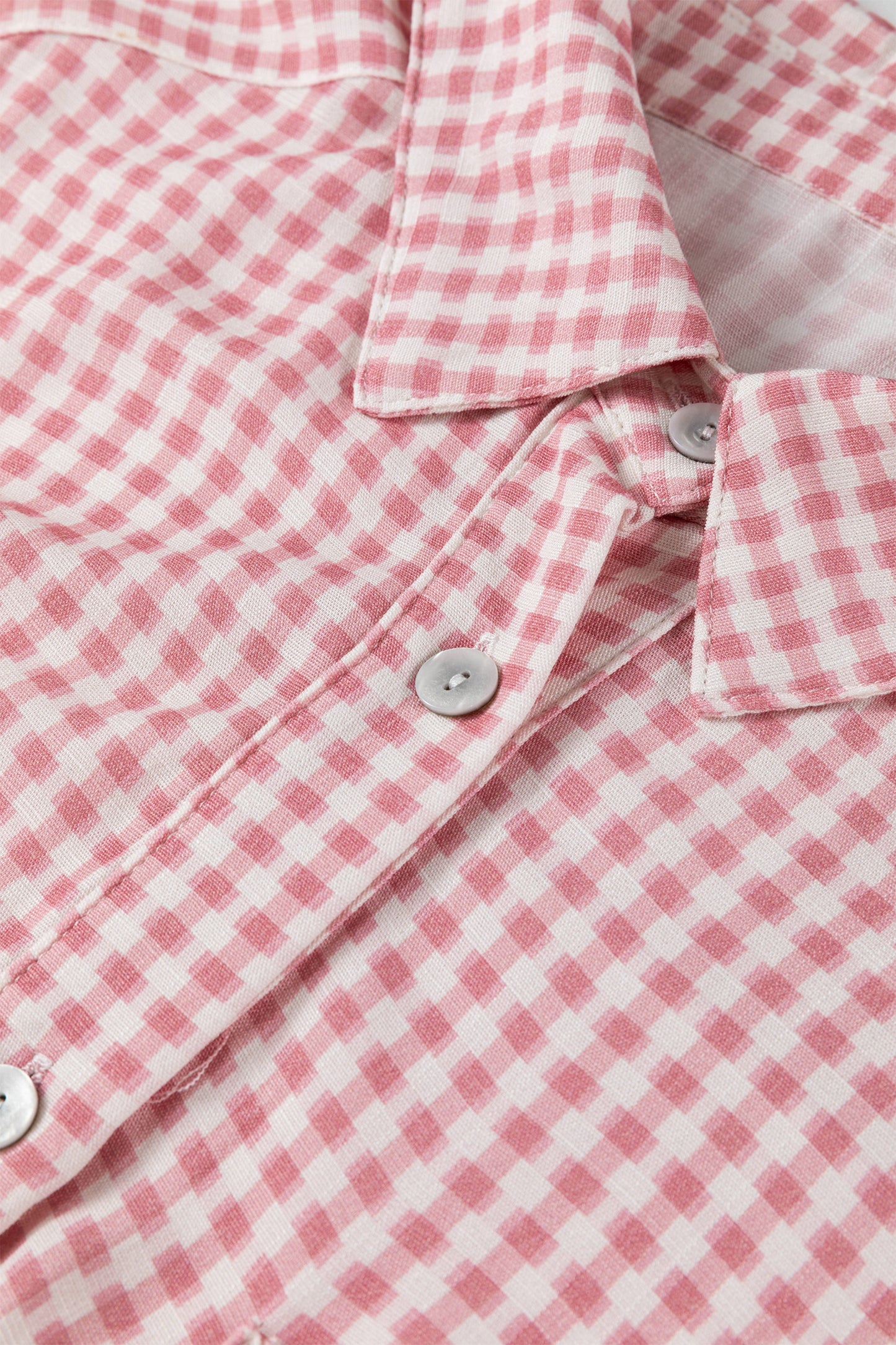 Pink Plaid Half Sleeve Ruffle Hem Button Down Shirt-Tops/Blouses & Shirts-[Adult]-[Female]-2022 Online Blue Zone Planet