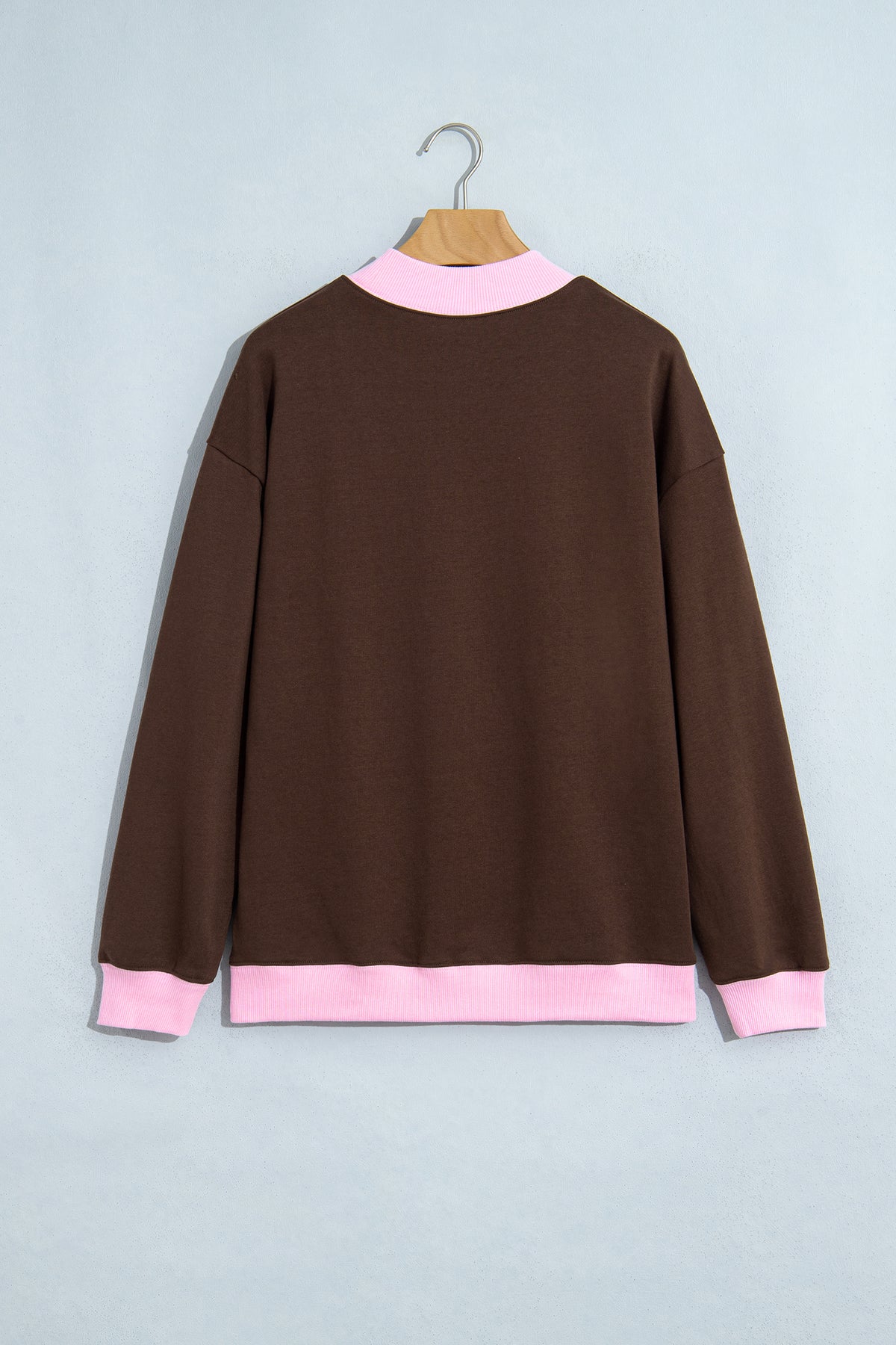 Pink Polka Dot Letter Graphic Colorblock Tunic Sweatshirt-Tops/Sweatshirts & Hoodies-[Adult]-[Female]-2022 Online Blue Zone Planet