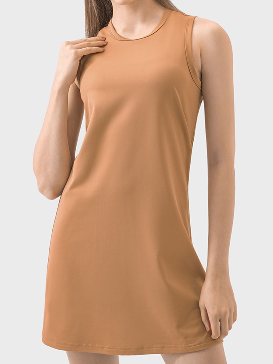 Round Neck Sleeveless Active Dress-TOPS / DRESSES-[Adult]-[Female]-Sherbet-4-2022 Online Blue Zone Planet