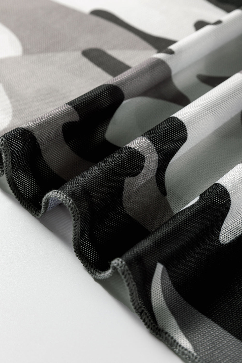 Green Western Fashion Camouflage Print Mesh Long Sleeve Top-Tops/Long Sleeve Tops-[Adult]-[Female]-2022 Online Blue Zone Planet