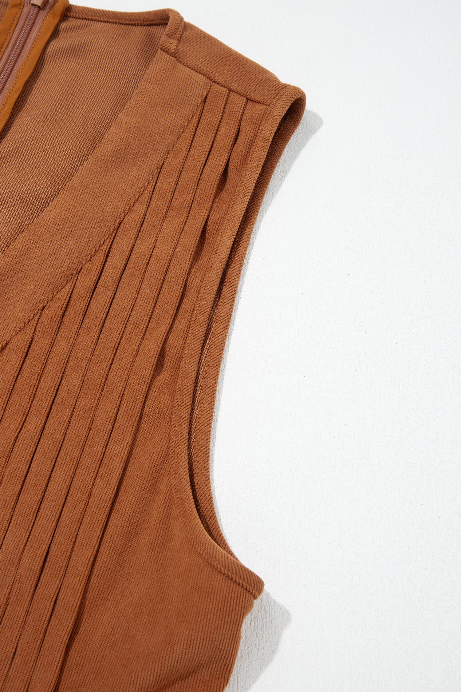 Cinnamon Solid Color Tie V Neck Sleeveless Corduroy Romper-Bottoms/Jumpsuits & Rompers-[Adult]-[Female]-2022 Online Blue Zone Planet