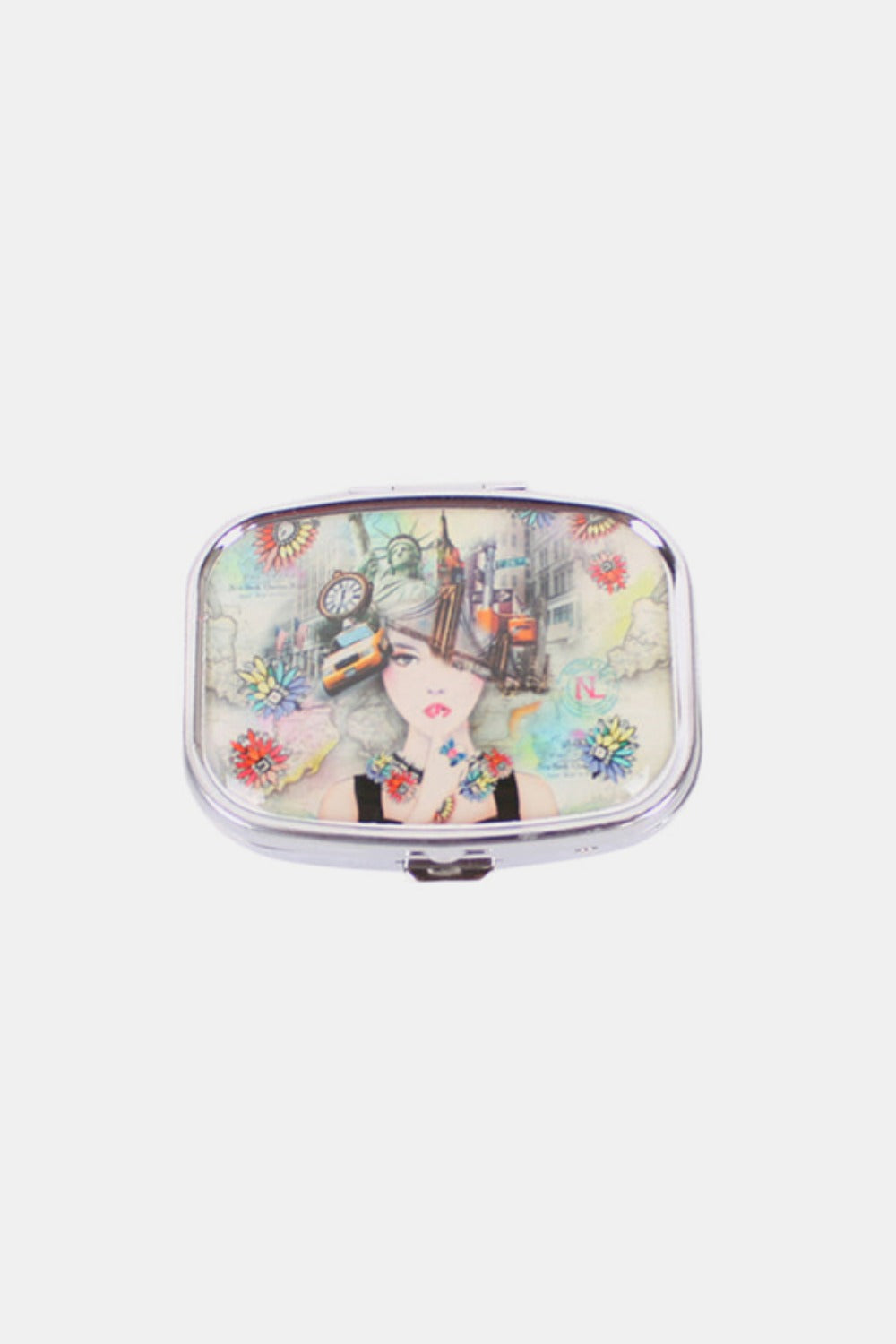 Nicole Lee USA Print Metallic Rectangular Pill Case-PILL CASES-[Adult]-[Female]-New York-One Size-2022 Online Blue Zone Planet