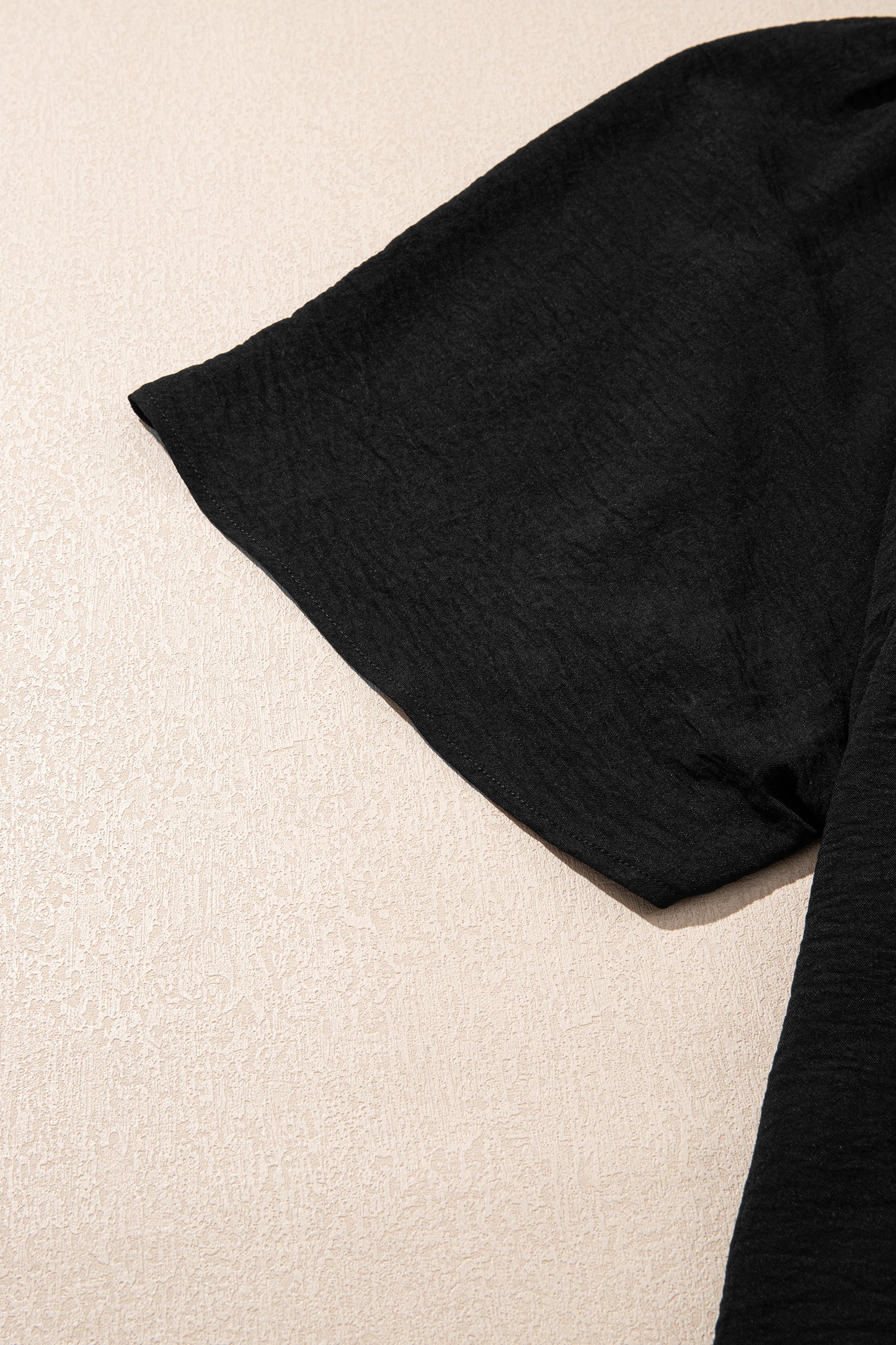 Black Plus Size Solid Color Notched Neck Short Sleeve Loose Dress-TOPS / DRESSES-[Adult]-[Female]-2022 Online Blue Zone Planet
