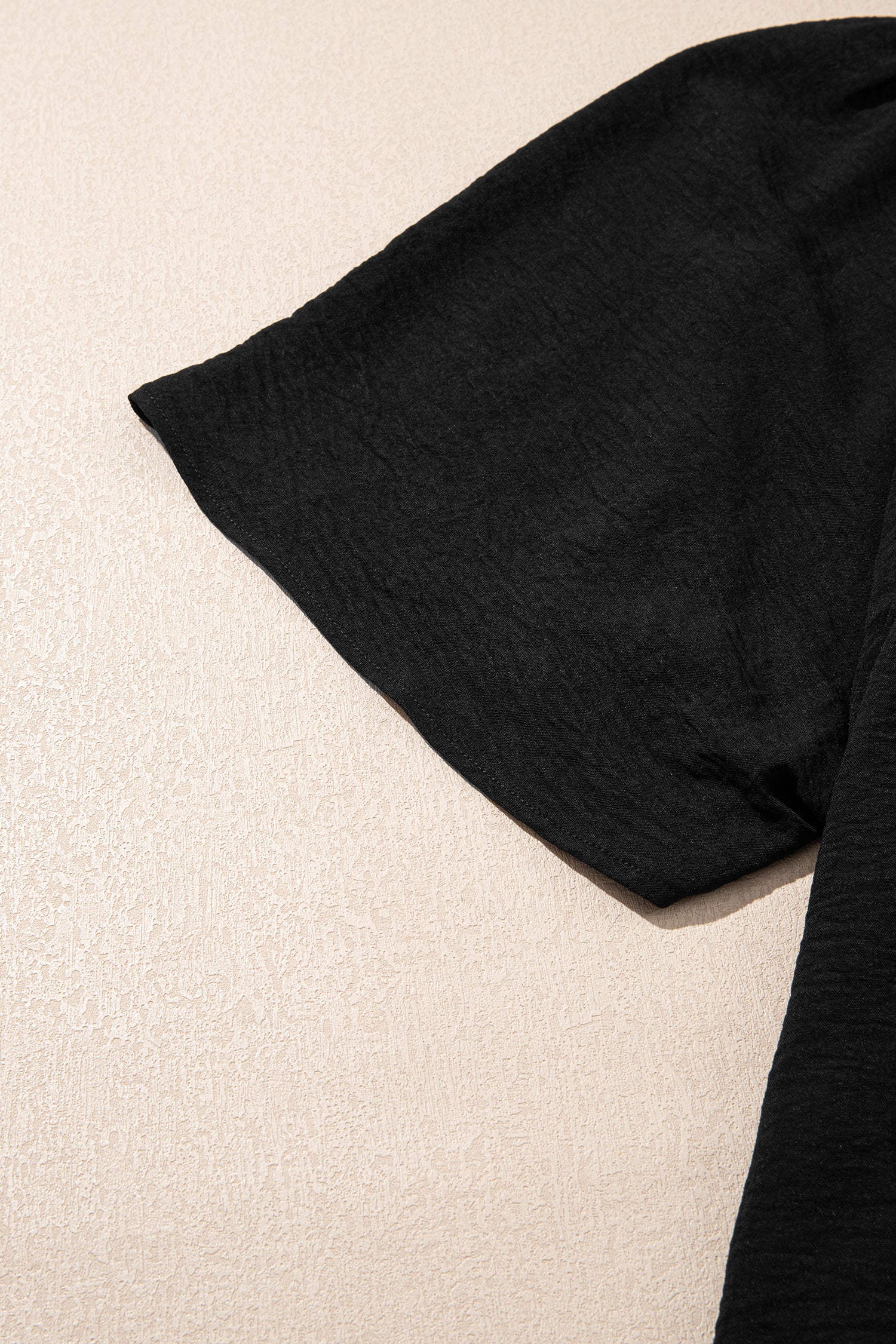 Black Plus Size Solid Color Notched Neck Short Sleeve Loose Dress-TOPS / DRESSES-[Adult]-[Female]-2022 Online Blue Zone Planet