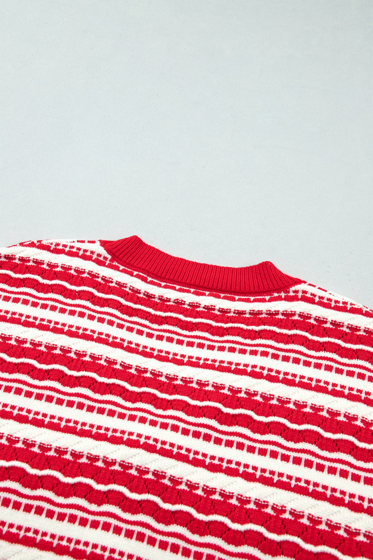 Red Geometric Striped Pattern V Neck Button Front Casual Knit Cardigan-Sweaters & Cardigans/Cardigans-[Adult]-[Female]-2022 Online Blue Zone Planet
