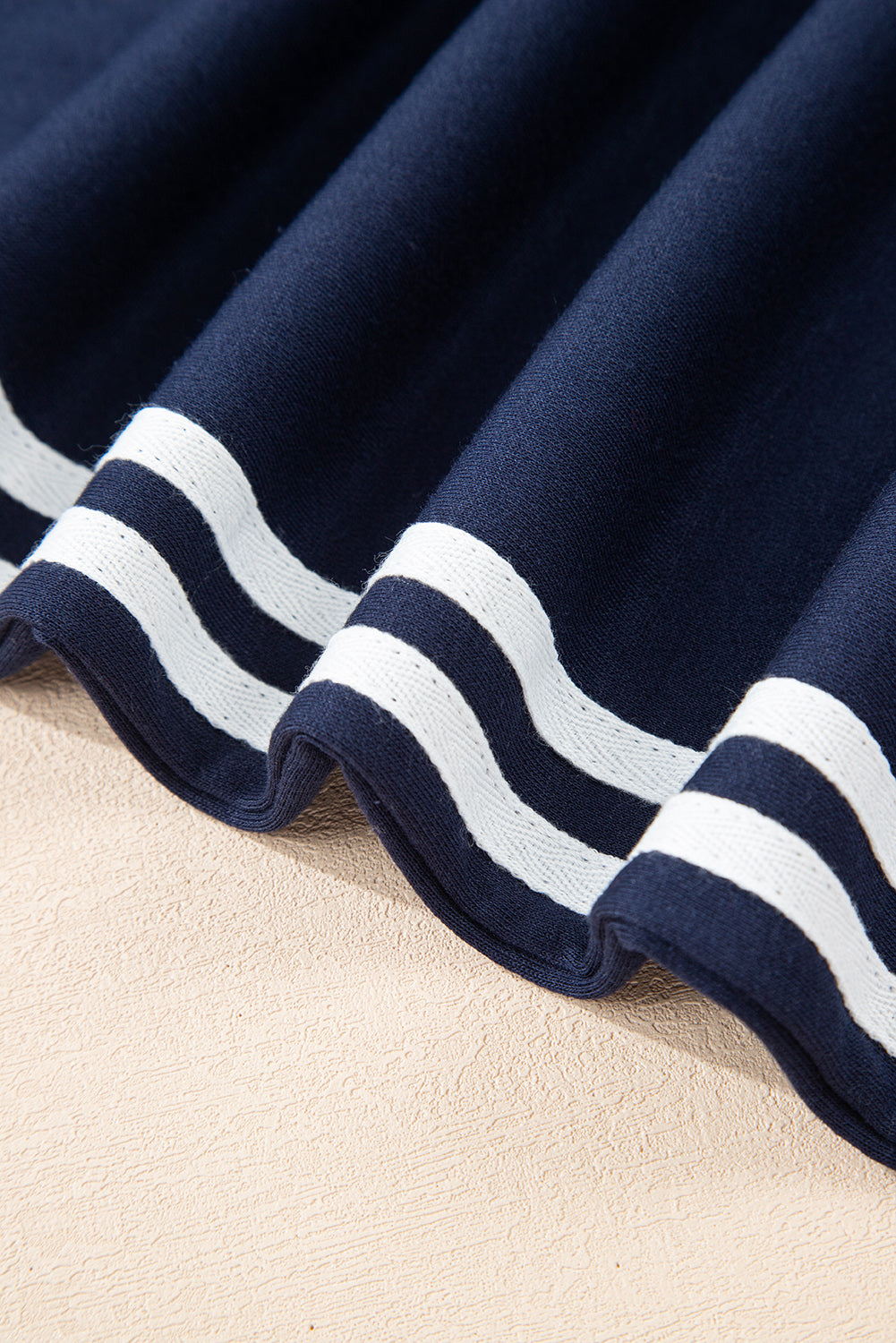 Dirty blue Varsity Striped Detail Crewneck Pullover Elastic Sweatpants 2pcs Outfit-Two Piece Sets/Pant Sets-[Adult]-[Female]-2022 Online Blue Zone Planet