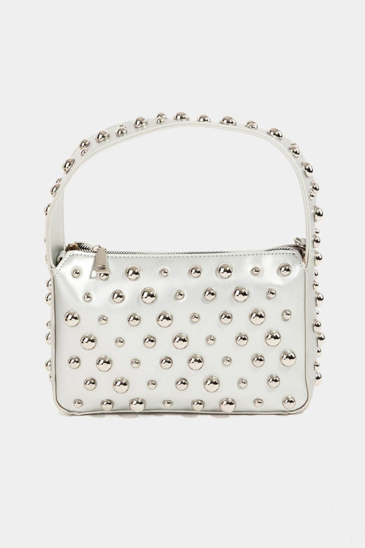 Fame Ball Studded Square Handbag-HANDBAGS-[Adult]-[Female]-Silver-One Size-2022 Online Blue Zone Planet