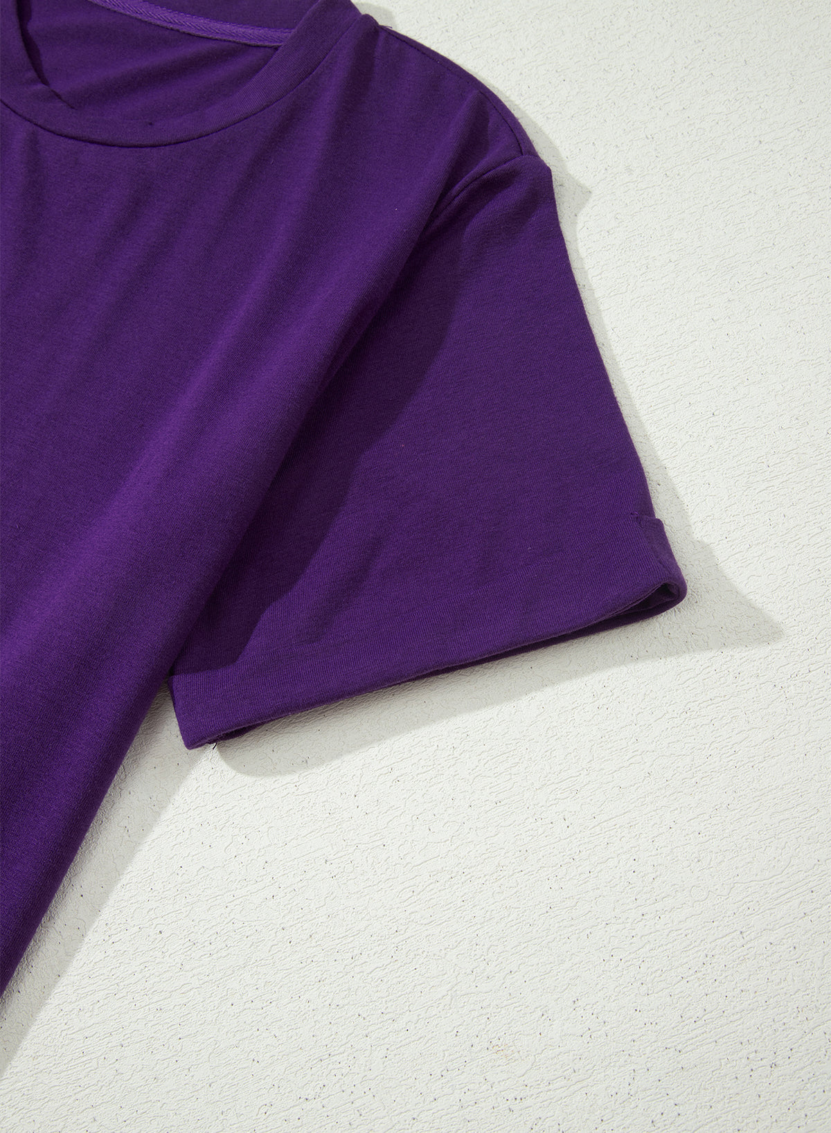Tillandsia Purple Casual Plain Crew Neck Tee-Tops/Tops & Tees-[Adult]-[Female]-2022 Online Blue Zone Planet
