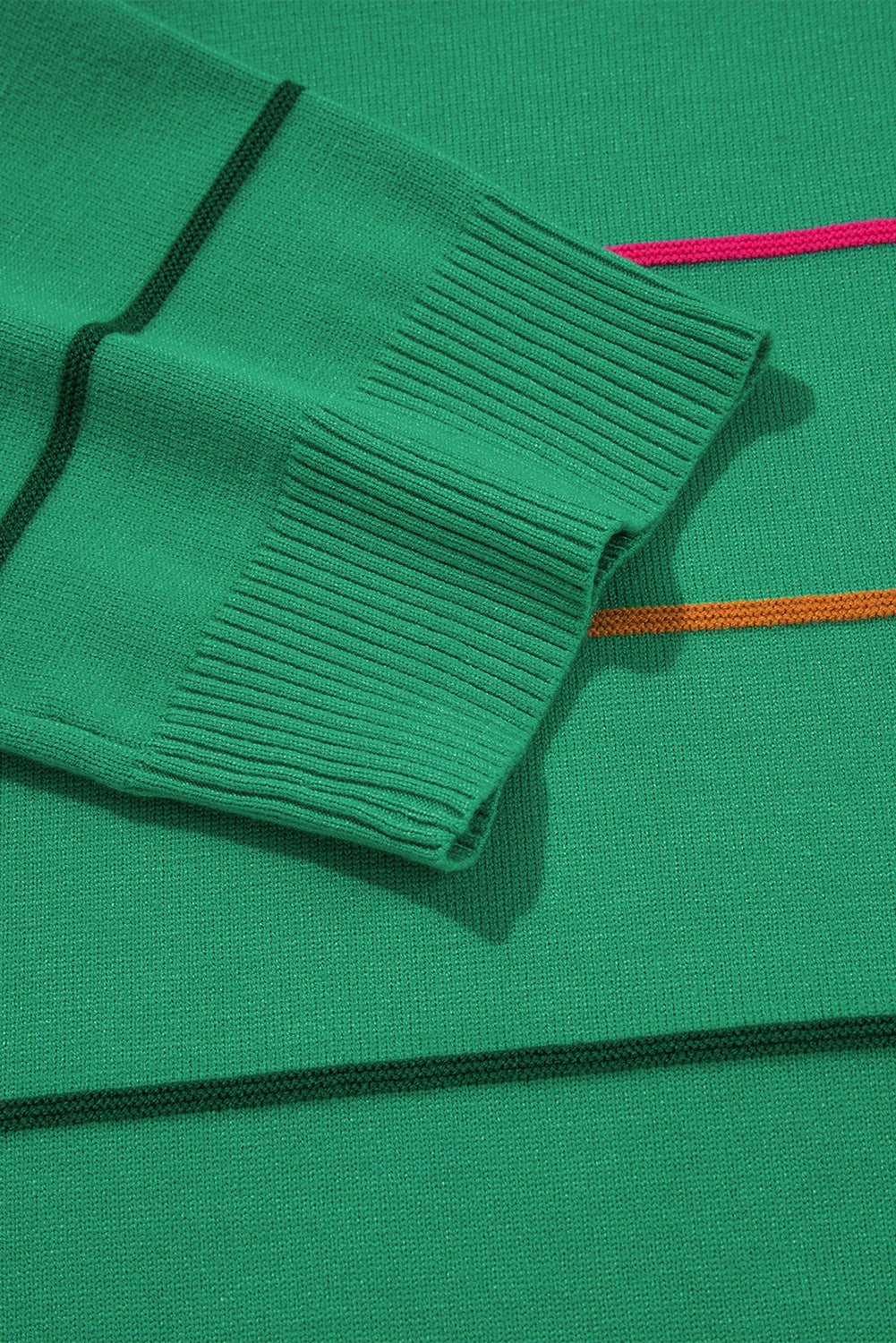 Green Colorblock Striped Half Sleeve Drop Shoulder Sweater-TOPS / DRESSES-[Adult]-[Female]-2022 Online Blue Zone Planet