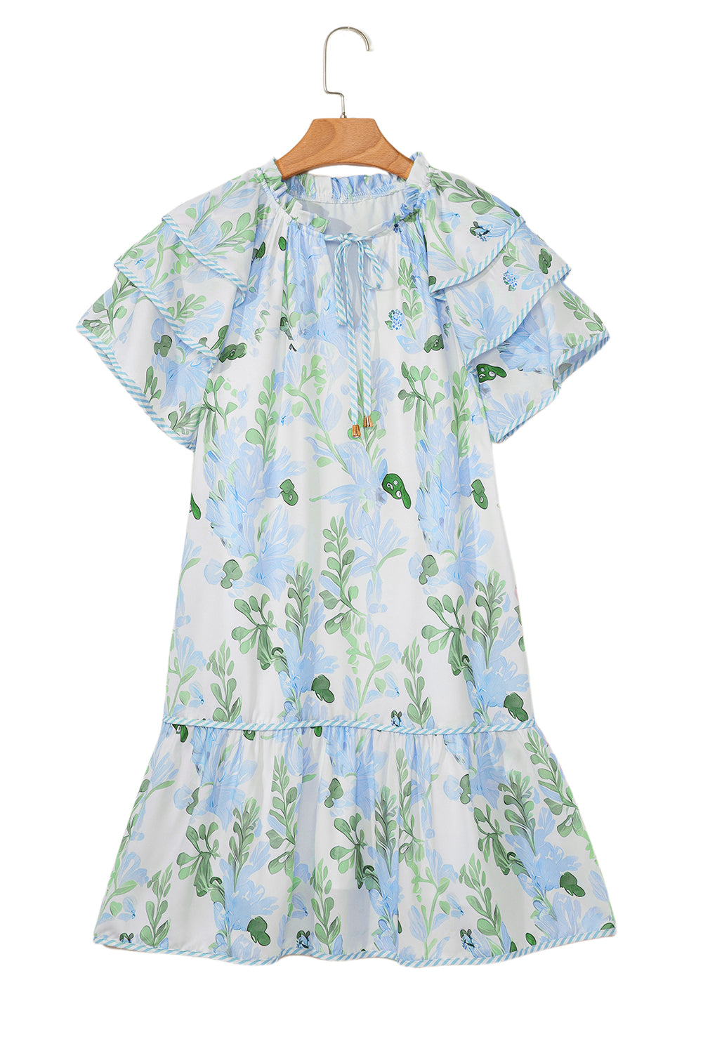 Orange Floral Contrast Edge Layered Short Sleeve Mini Dress-TOPS / DRESSES-[Adult]-[Female]-2022 Online Blue Zone Planet