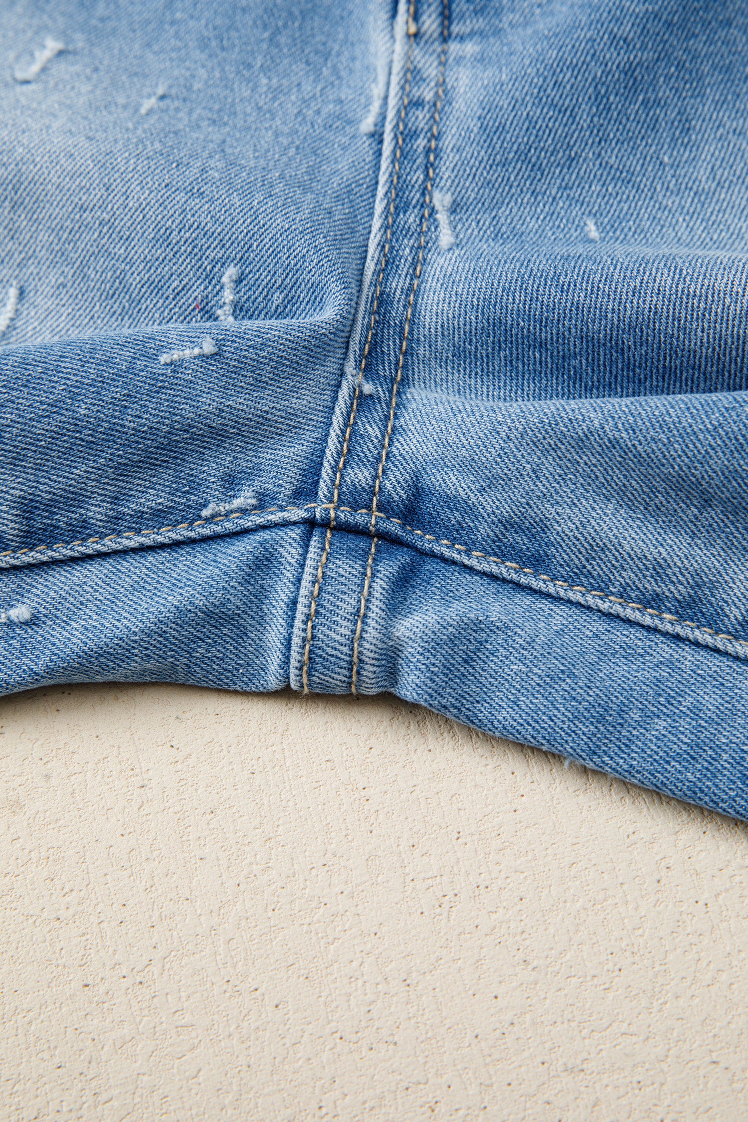 Mist Blue Distressed Detail Tummy Control Raw Hem Jeans-TOPS / DRESSES-[Adult]-[Female]-2022 Online Blue Zone Planet
