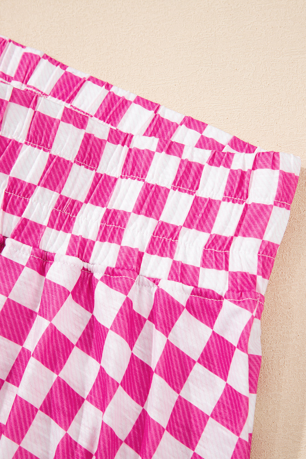 Pink Checkerboard T Shirt And High Waist Skorts 2 Piece Outfit-Two Piece Sets/Short Sets-[Adult]-[Female]-2022 Online Blue Zone Planet