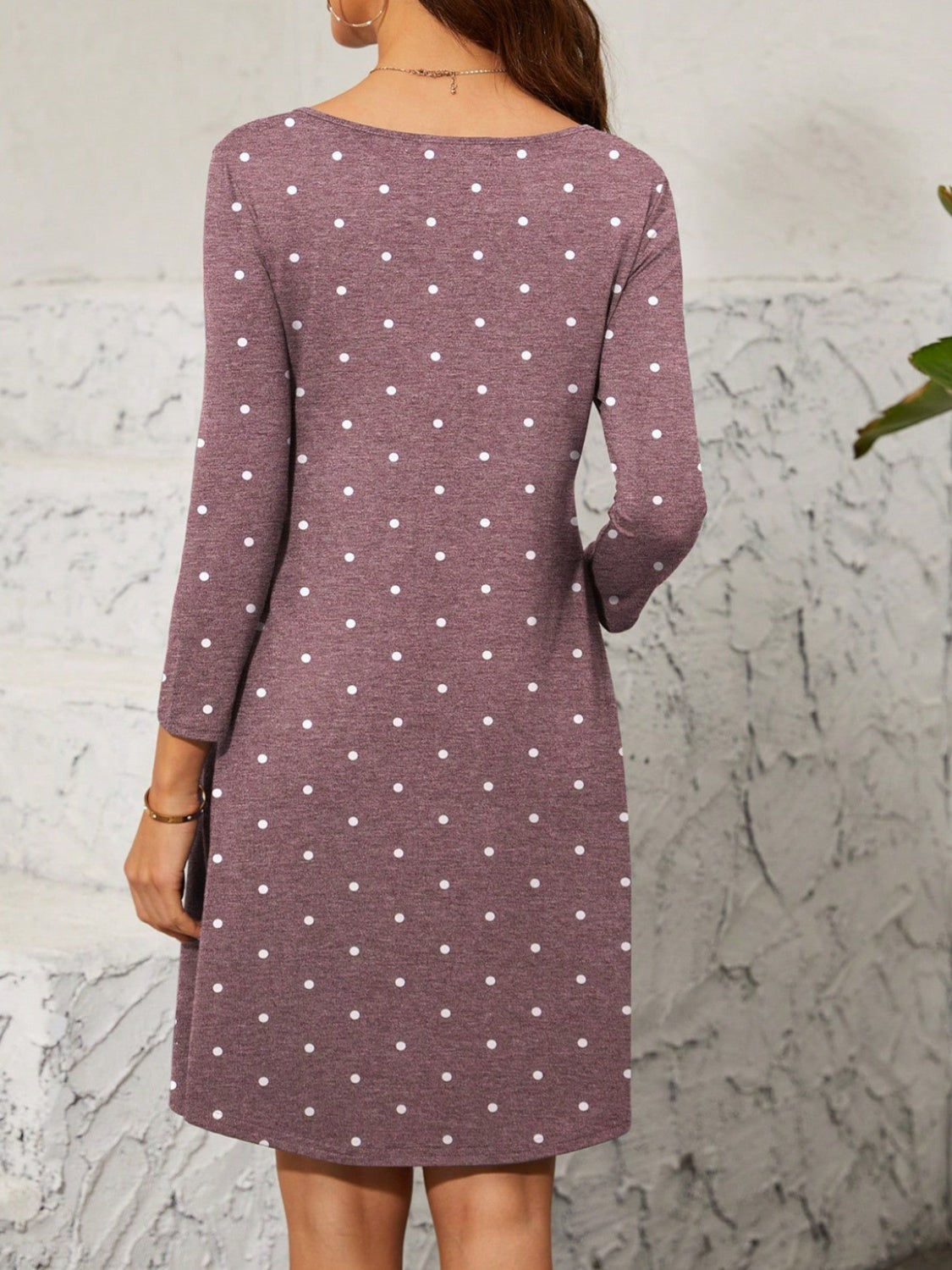 Polka Dot Quarter Zip Long Sleeve Dress-TOPS / DRESSES-[Adult]-[Female]-2022 Online Blue Zone Planet