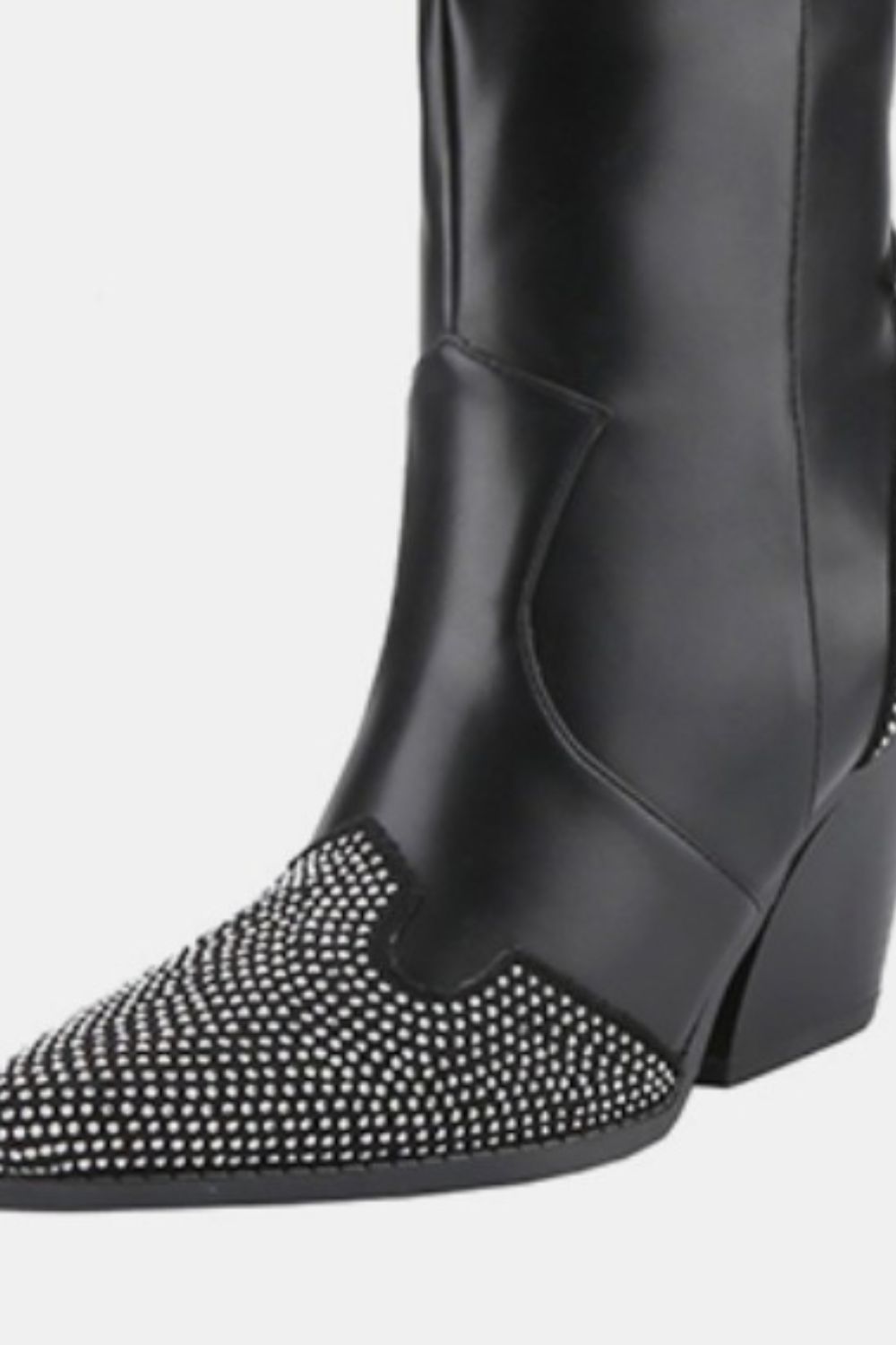 Weeboo Chunky Heel Rhinestone Decor Western Boots-COWBOY BOOTS-[Adult]-[Female]-2022 Online Blue Zone Planet