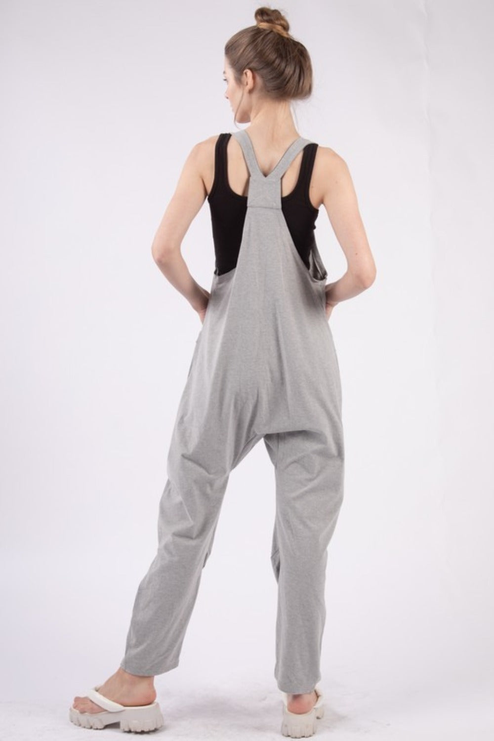 VERY J Plunge Sleeveless Jumpsuit with Pockets-TOPS / DRESSES-[Adult]-[Female]-2022 Online Blue Zone Planet