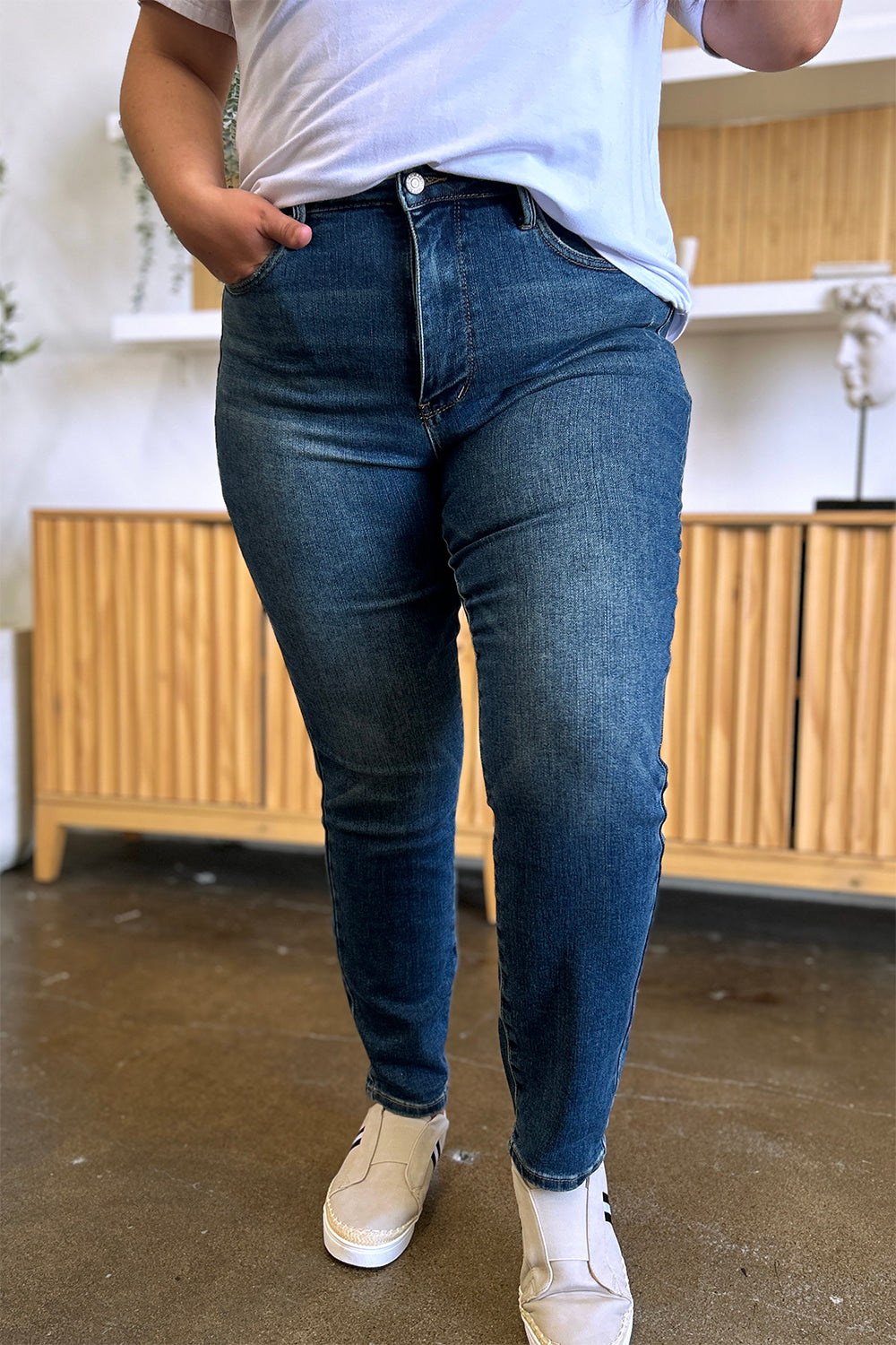 Blue Zone Planet | Judy Blue Full Size Tummy Control High Waist Slim Jeans-TOPS / DRESSES-[Adult]-[Female]-2022 Online Blue Zone Planet