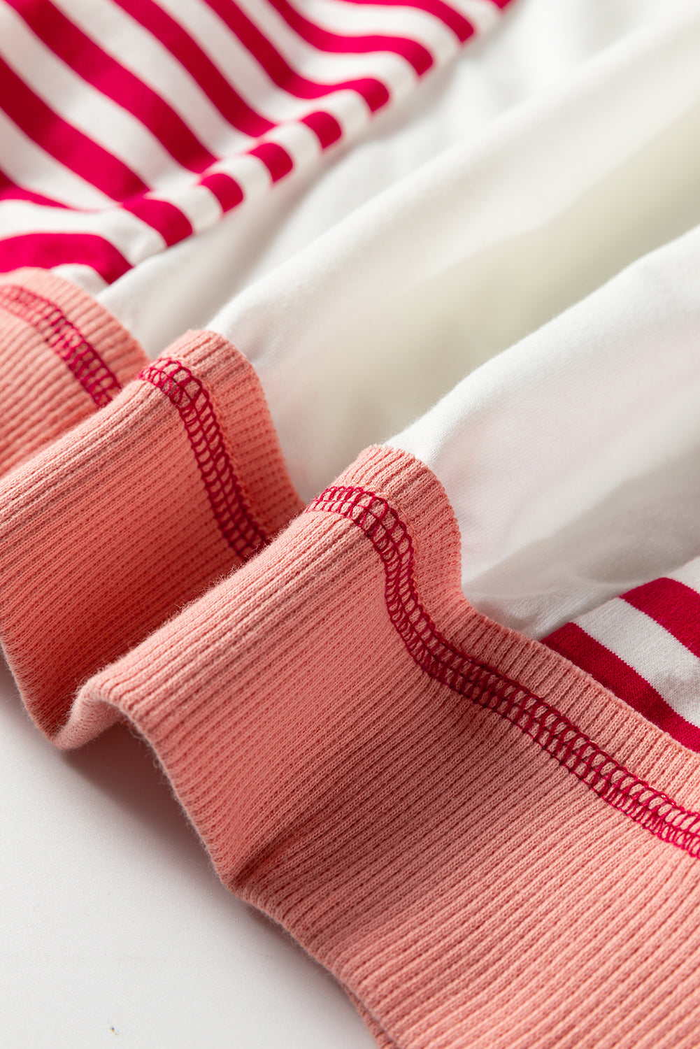 Red Stripe Color Block Patchwork Seam Detail Plus Size Sweatshirt-Plus Size/Plus Size Sweatshirts & Hoodies-[Adult]-[Female]-2022 Online Blue Zone Planet