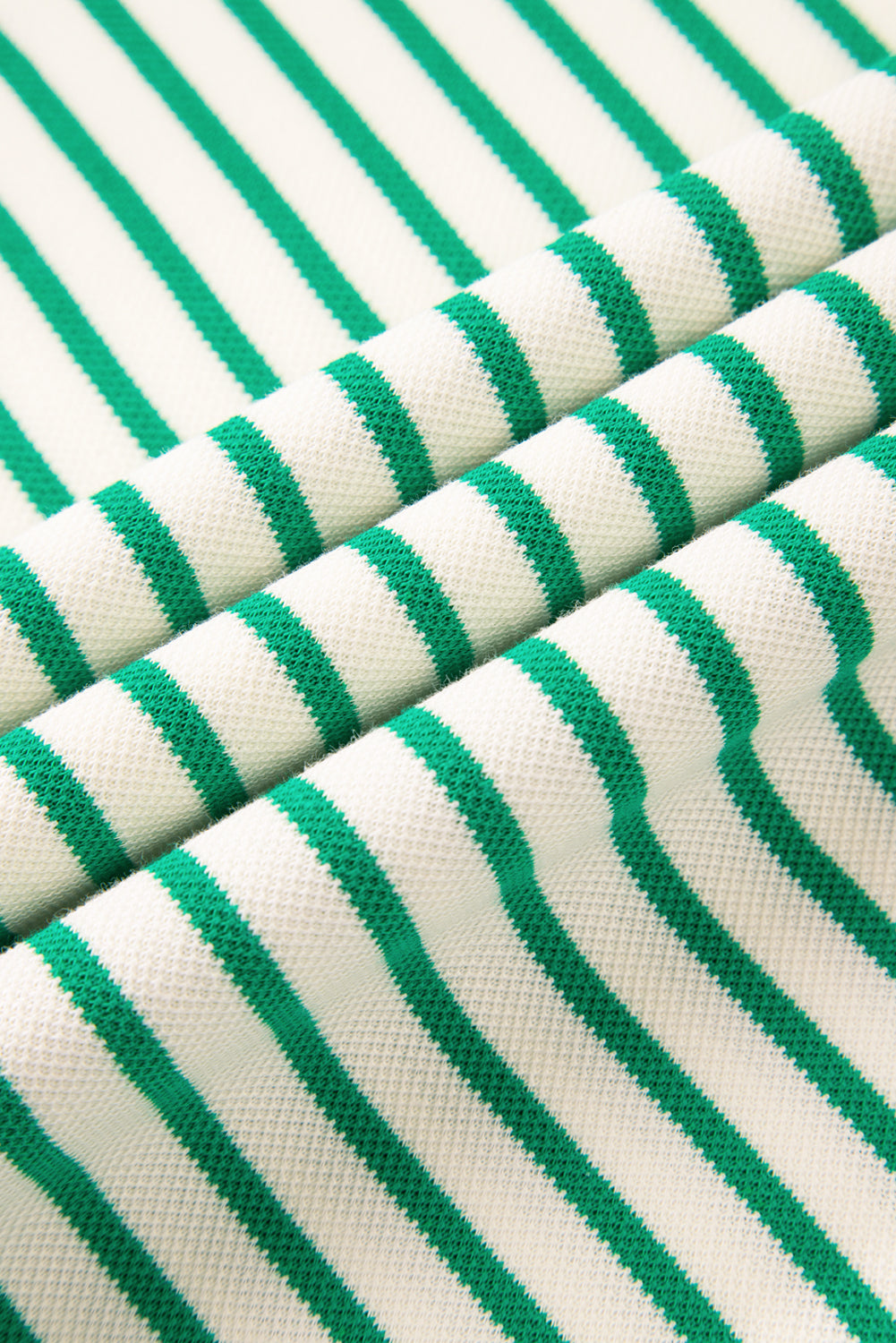 Bright Green Contrast Detail Striped Ruffle Short Sleeve Top-Tops/Blouses & Shirts-[Adult]-[Female]-2022 Online Blue Zone Planet