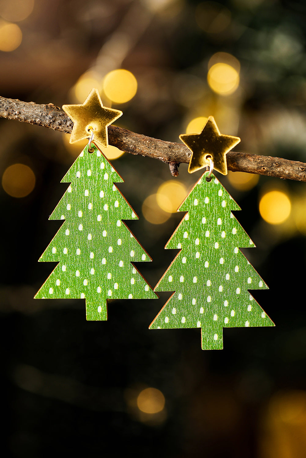 Green Polka Dot Print Christmas Dangle Earrings-Accessories/Jewelry-[Adult]-[Female]-2022 Online Blue Zone Planet