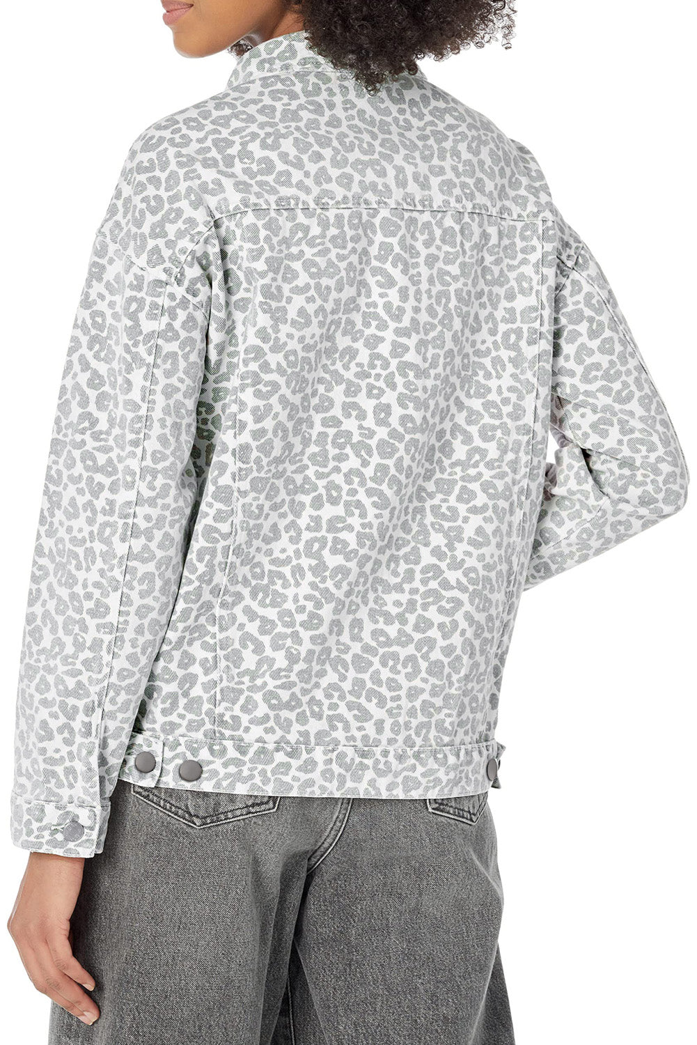 Blue Zone Planet | White Leopard Printed Flap Pocket Denim Jacket-Outerwear/Denim jackets-[Adult]-[Female]-2022 Online Blue Zone Planet