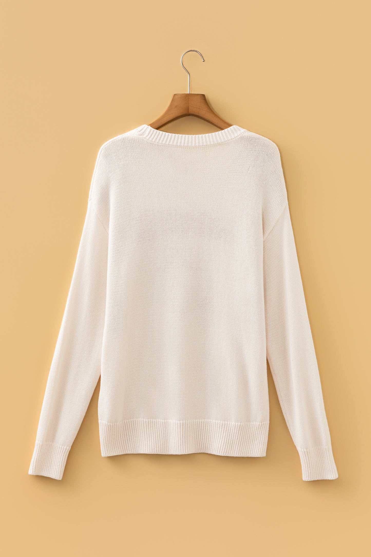 Beige Go Team Football Drop Shoulder Knit Top Sweater-TOPS / DRESSES-[Adult]-[Female]-2022 Online Blue Zone Planet