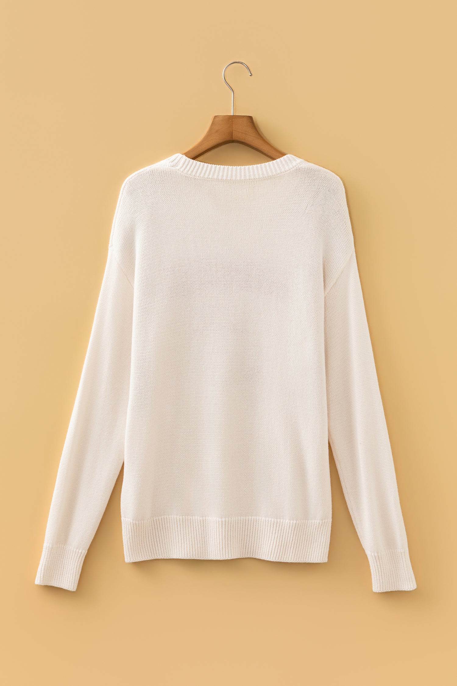 Beige Go Team Football Drop Shoulder Knit Top Sweater-TOPS / DRESSES-[Adult]-[Female]-2022 Online Blue Zone Planet