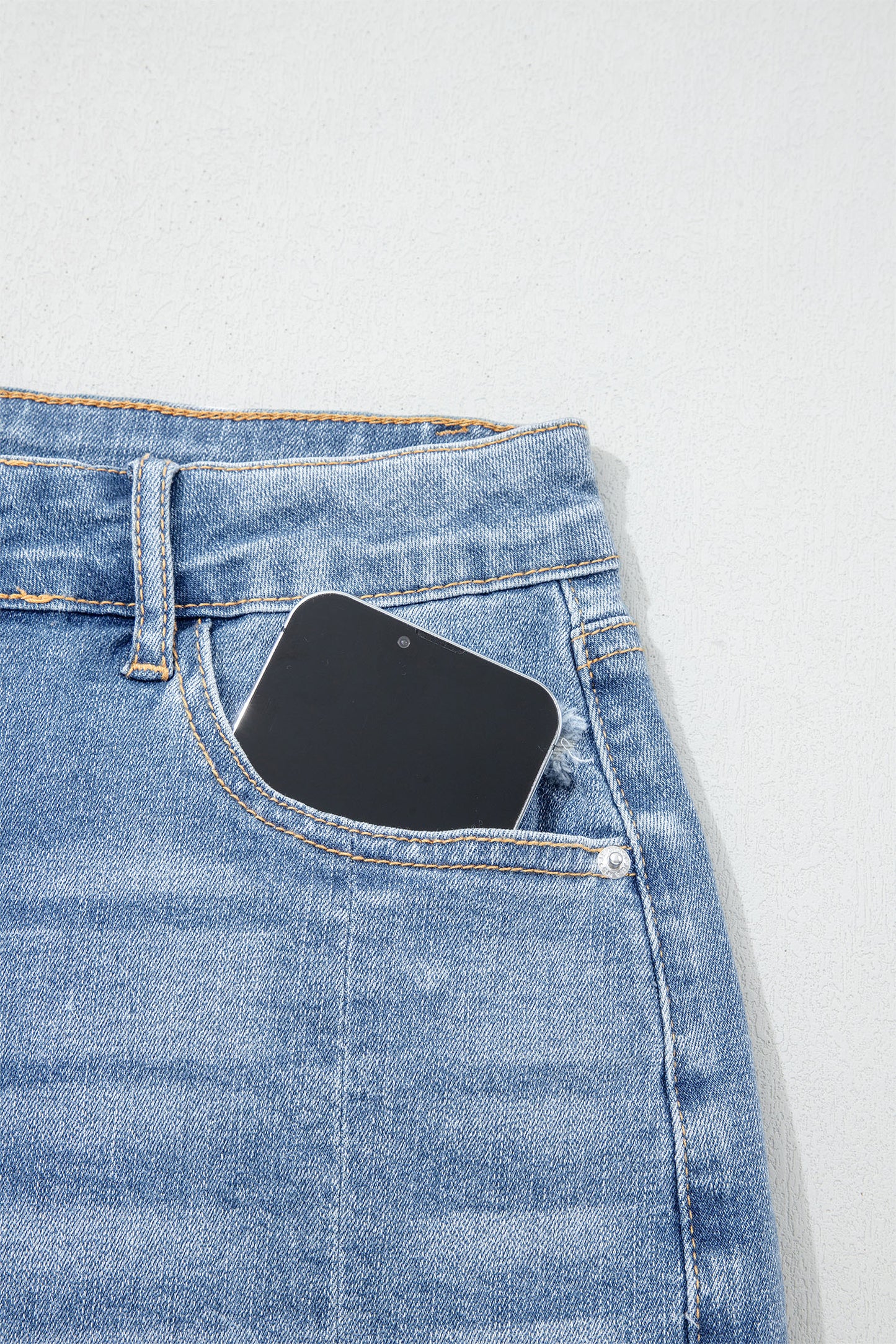 Beau Blue Acid Wash Raw Hem Denim Shorts-Bottoms/Denim Shorts-[Adult]-[Female]-2022 Online Blue Zone Planet