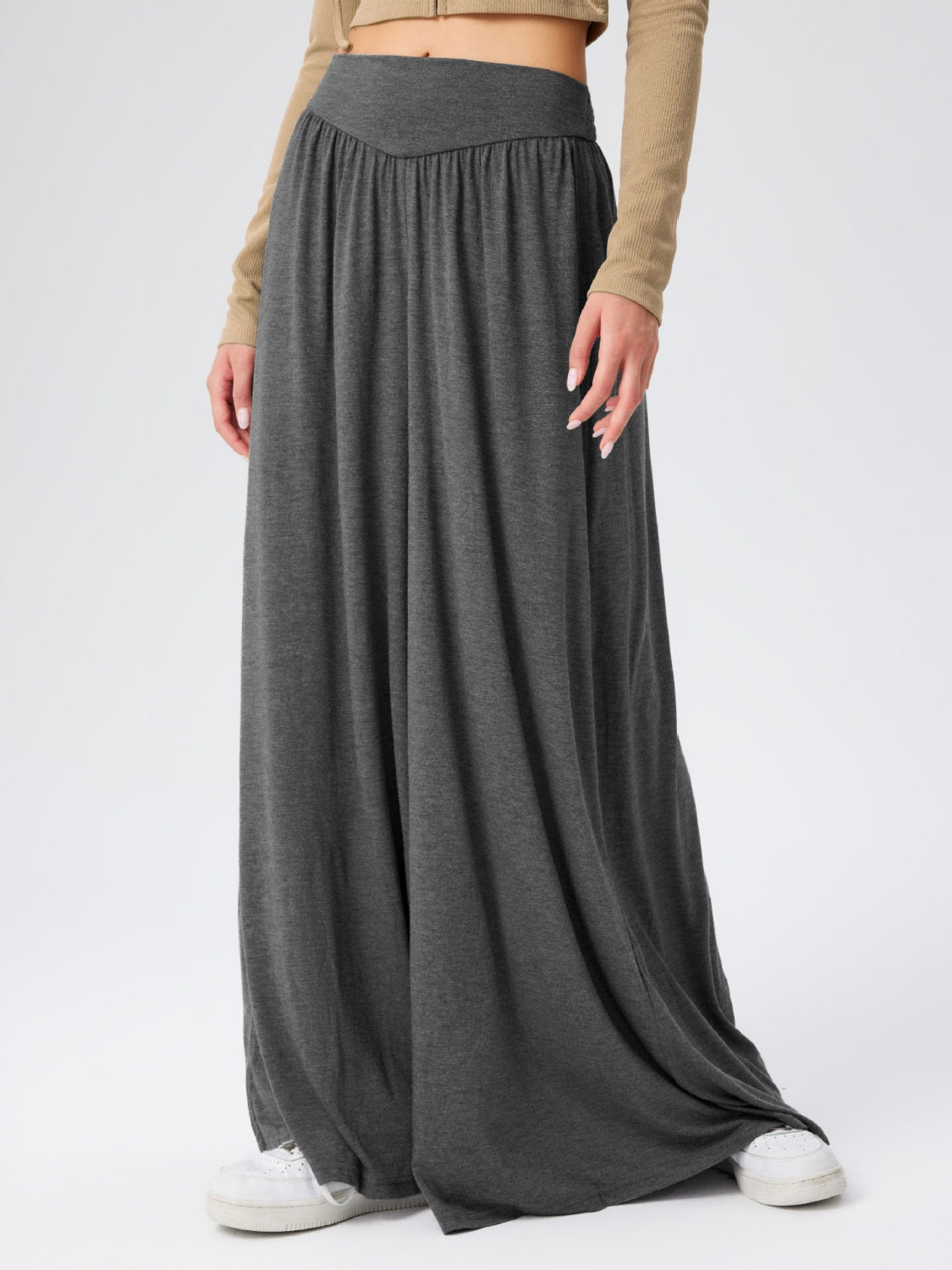 High Waist Wide Leg Pants-BOTTOMS SIZES SMALL MEDIUM LARGE-[Adult]-[Female]-2022 Online Blue Zone Planet