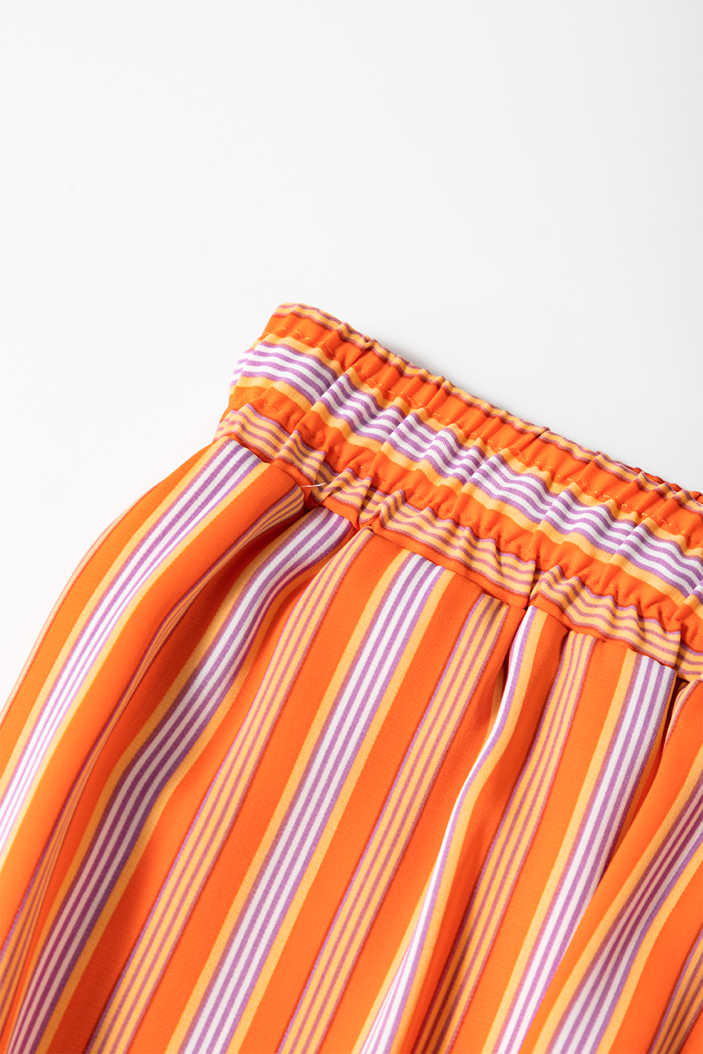 Orange Stripe Cropped Palazzo Pants with Pockets-Bottoms/Pants & Culotte-[Adult]-[Female]-2022 Online Blue Zone Planet