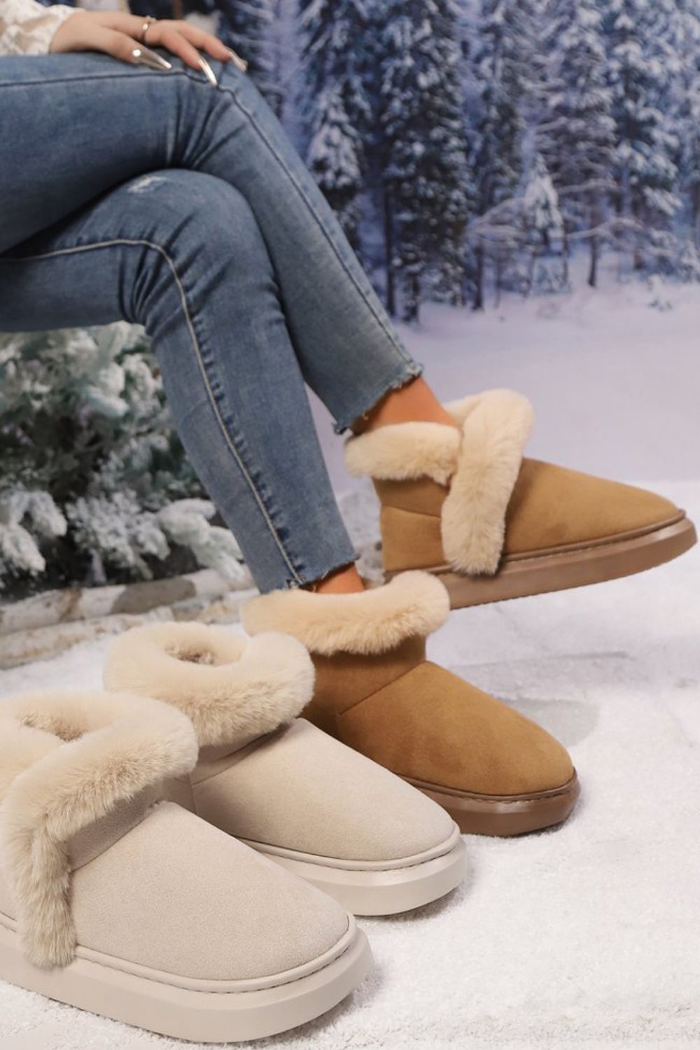 Faux Fur Round Toe Platform Boots-SLIPPERS-[Adult]-[Female]-2022 Online Blue Zone Planet