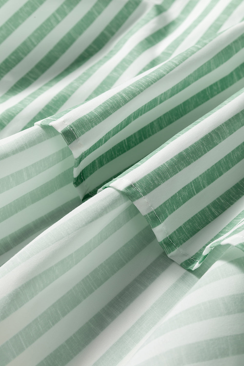 Green Stripe Half Zip Long Sleeve Swing Top-Tops/Blouses & Shirts-[Adult]-[Female]-2022 Online Blue Zone Planet