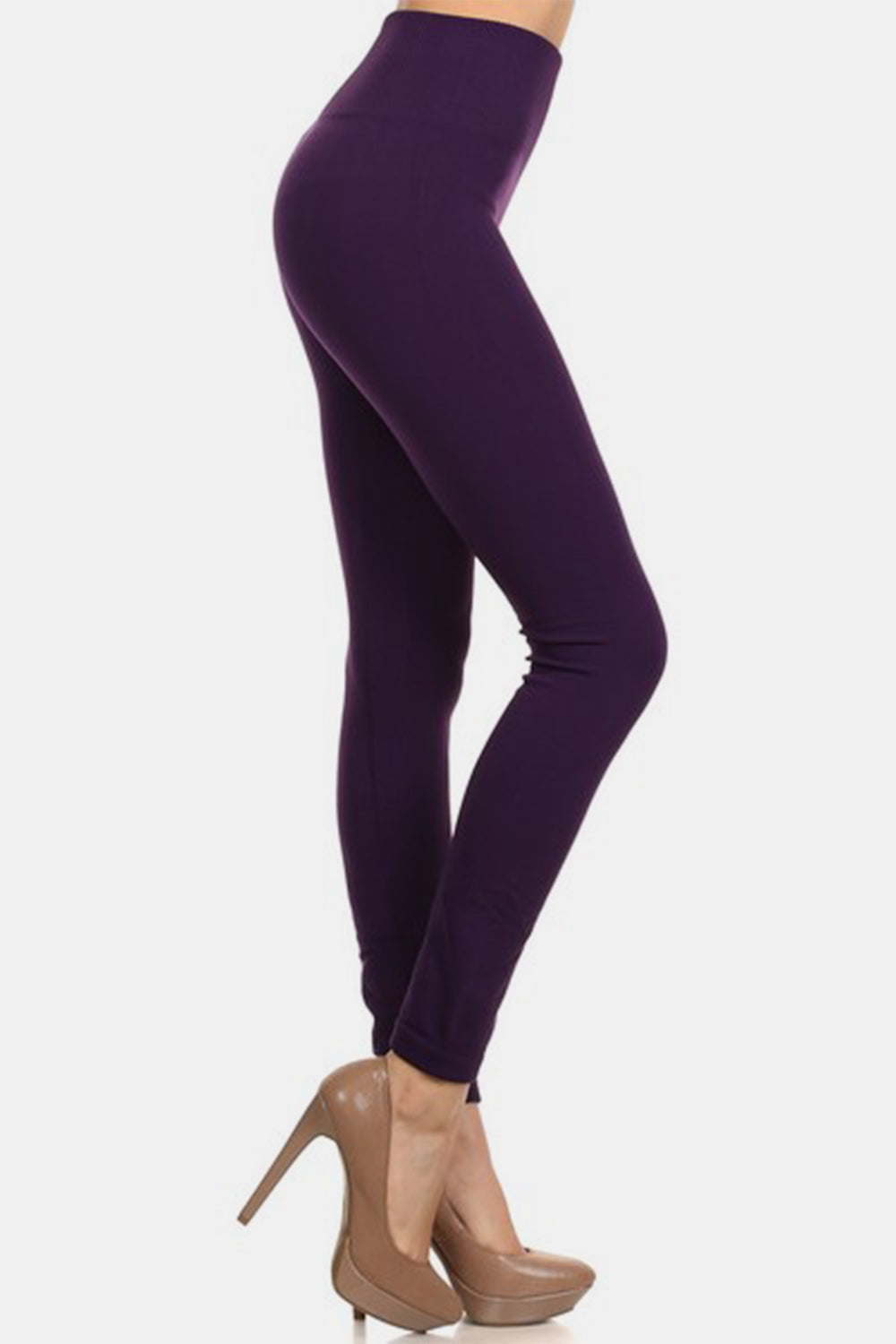 Yelete Seamless High Waist Fleece Leggings-BOTTOM SIZES SMALL MEDIUM LARGE-[Adult]-[Female]-Purple-One Size-Regular-2022 Online Blue Zone Planet