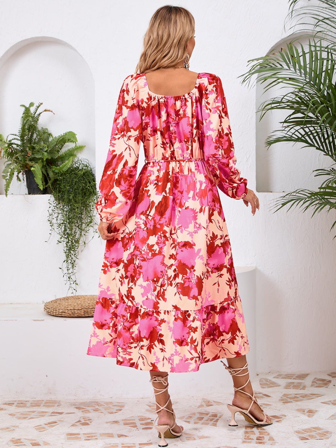 Printed Long Sleeve Midi Dress-TOPS / DRESSES-[Adult]-[Female]-2022 Online Blue Zone Planet