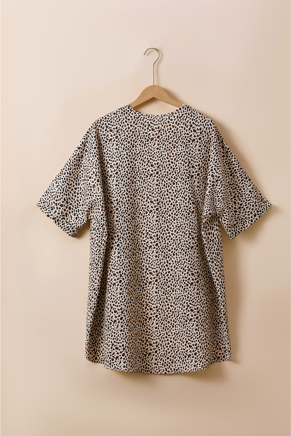 Khaki Plus Size Leopard Print Half Sleeve Open Front Cardigan-Sale (50% OFF)/20% OFF-[Adult]-[Female]-2022 Online Blue Zone Planet
