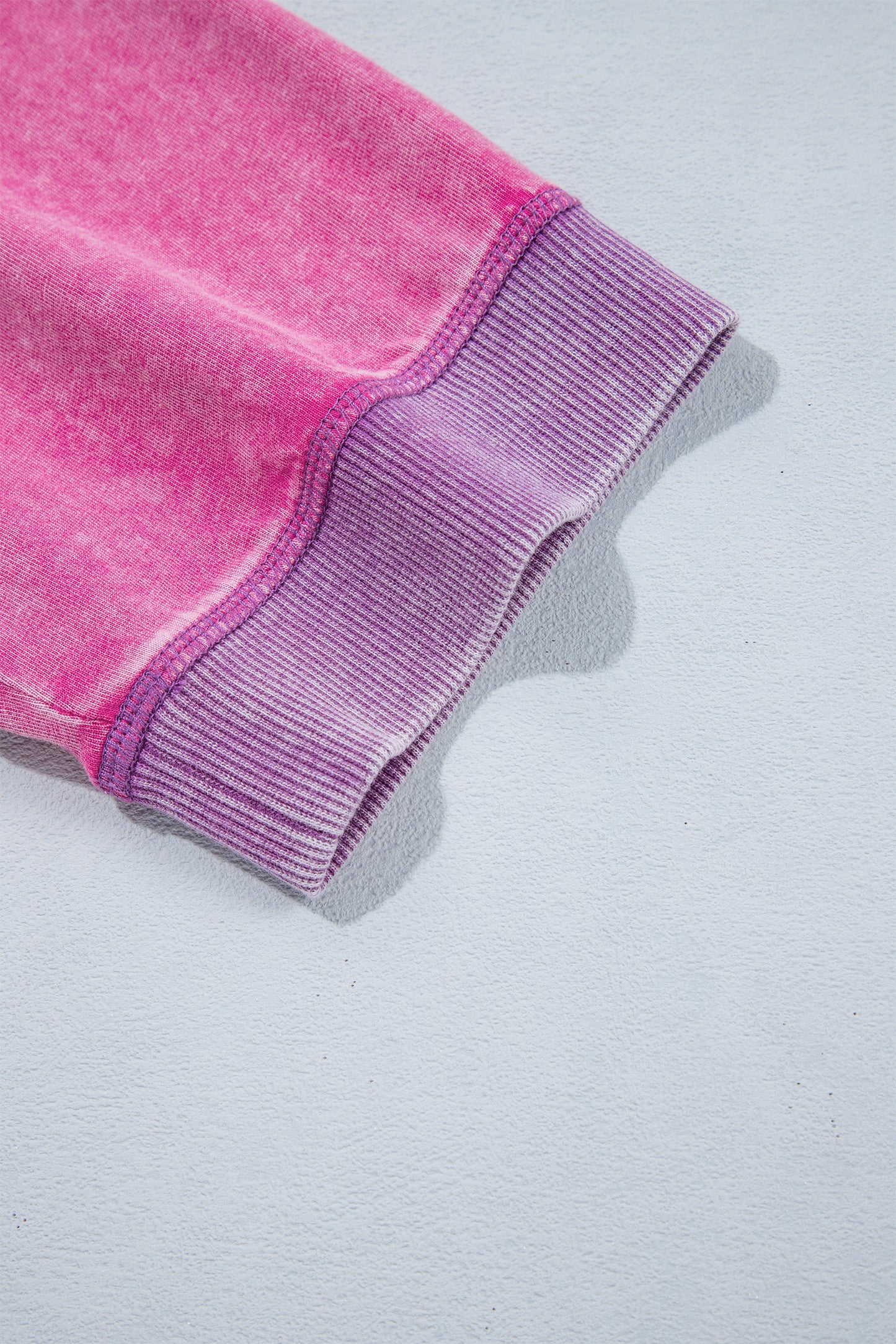 Strawberry Pink Mineral Wash Color Block Trim Bracelet Sleeve Pullover Top-Bracelet-[Adult]-[Female]-2022 Online Blue Zone Planet