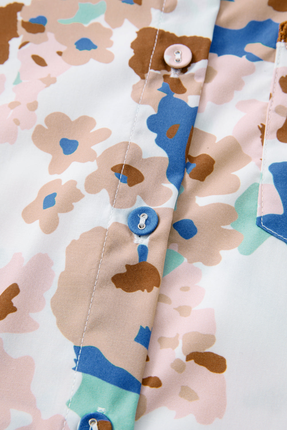 Multicolour Floral Print Ricrac Trim Collared Puff Short Sleeve Shirt-Tops/Blouses & Shirts-[Adult]-[Female]-2022 Online Blue Zone Planet