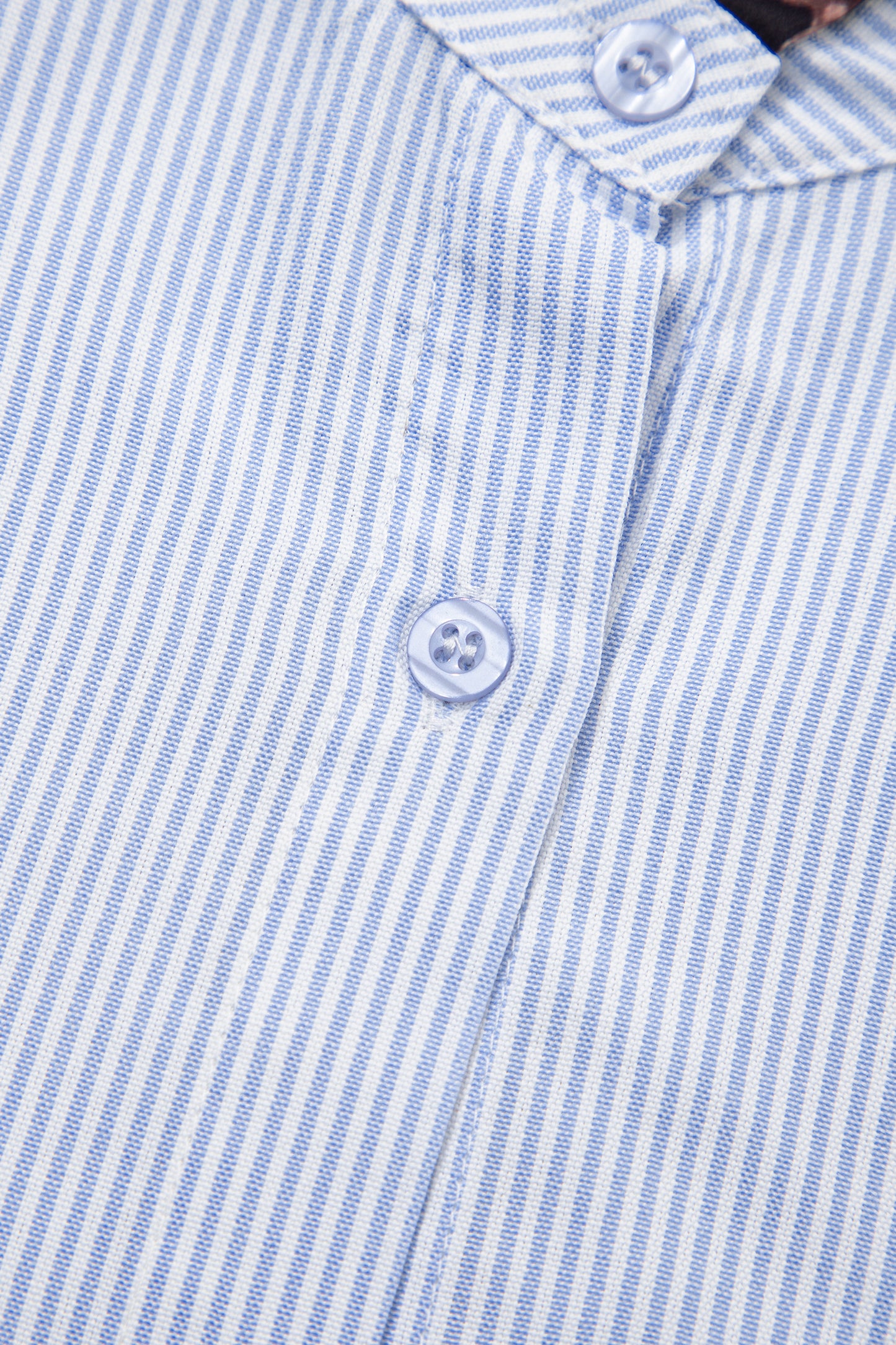 Sky Blue Stripe Ruffled Leopard Patchwork Long Sleeve Button Down Loose Shirt-Tops/Blouses & Shirts-[Adult]-[Female]-2022 Online Blue Zone Planet