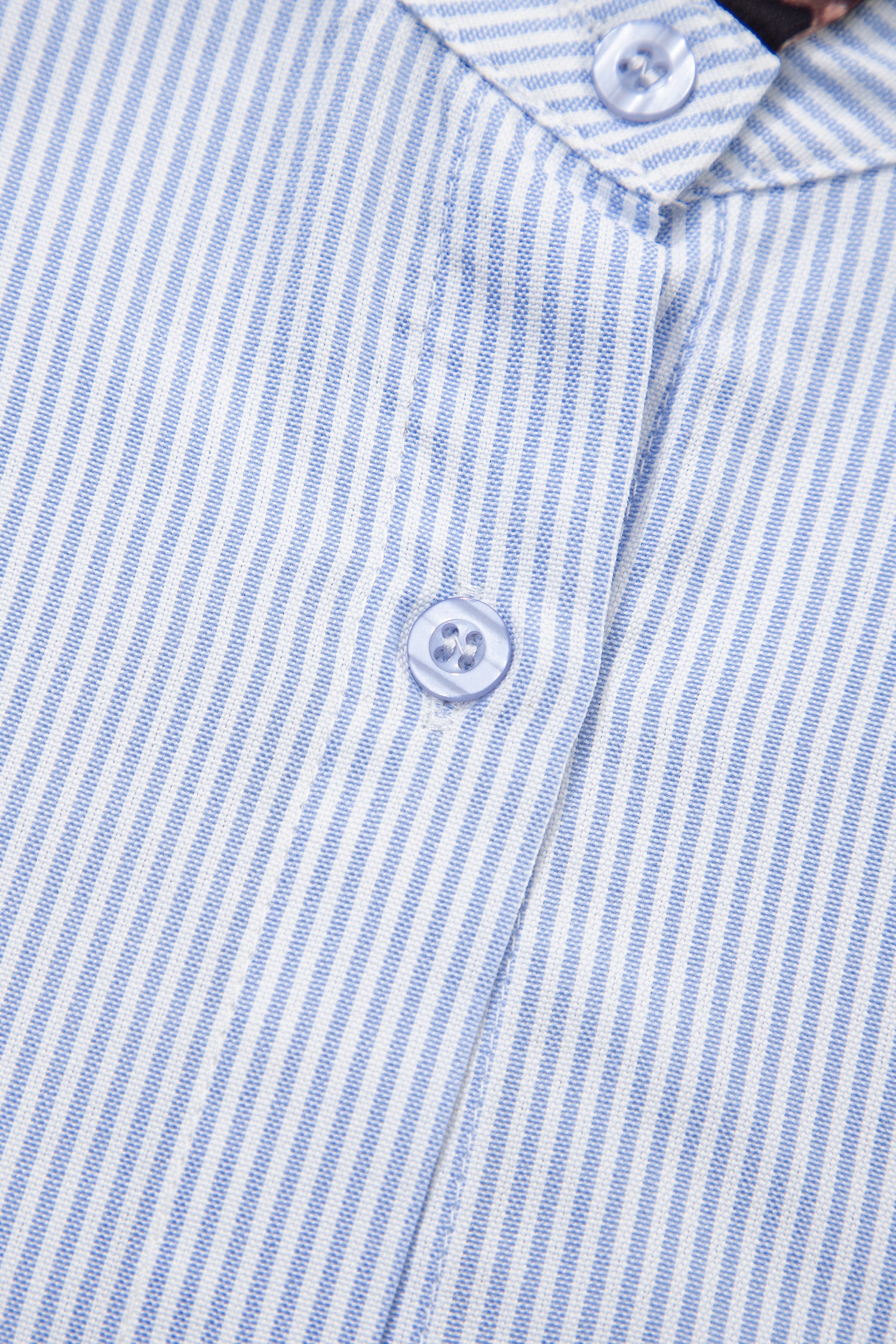 Sky Blue Stripe Ruffled Leopard Patchwork Long Sleeve Button Down Loose Shirt-Tops/Blouses & Shirts-[Adult]-[Female]-2022 Online Blue Zone Planet