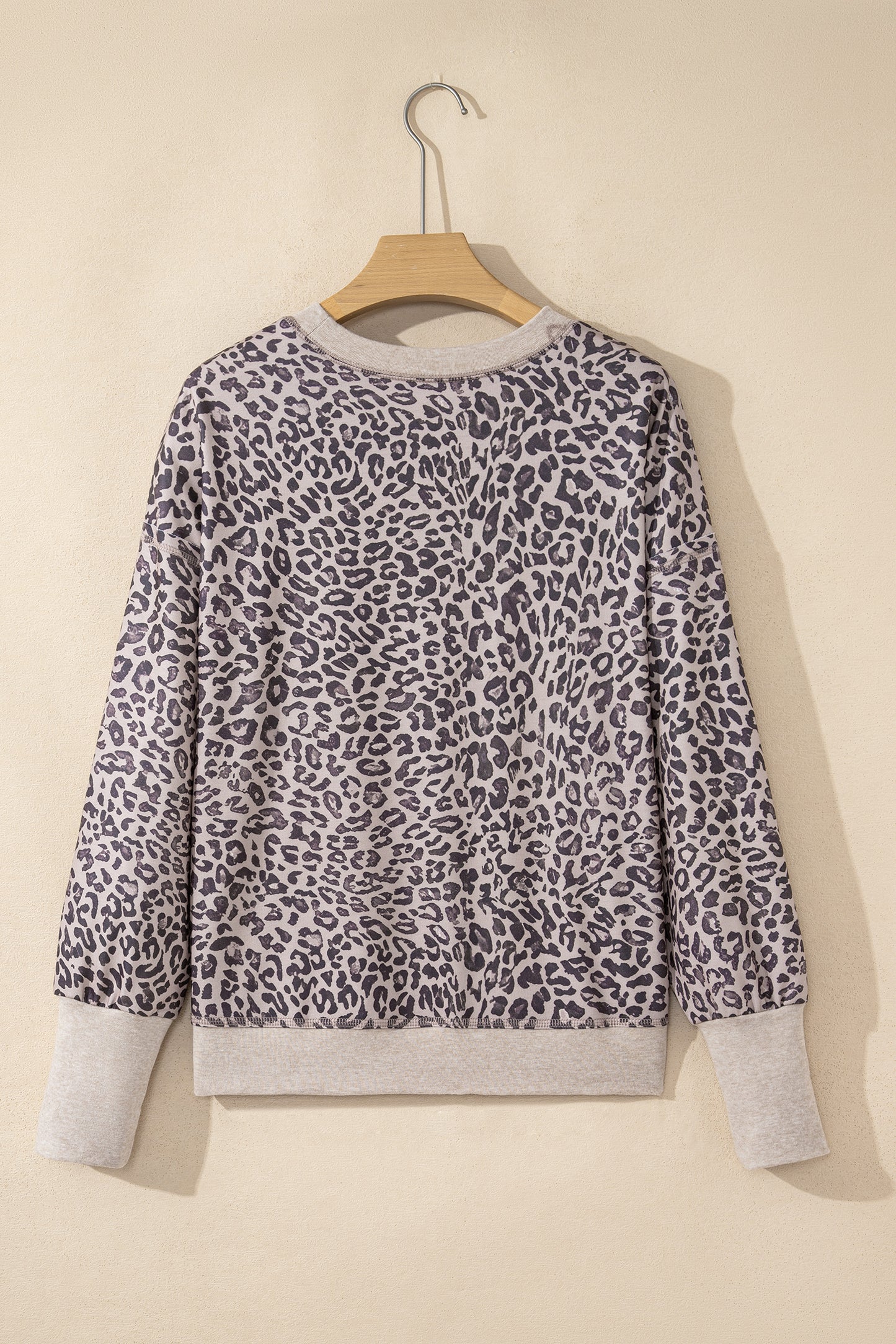 Pink Leopard Print Patchwork Crew Neck Sweatshirt-Tops/Sweatshirts & Hoodies-[Adult]-[Female]-2022 Online Blue Zone Planet