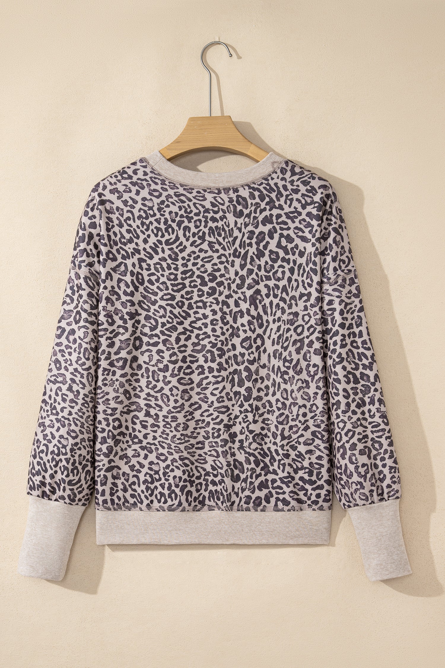 Pink Leopard Print Patchwork Crew Neck Sweatshirt-Tops/Sweatshirts & Hoodies-[Adult]-[Female]-2022 Online Blue Zone Planet