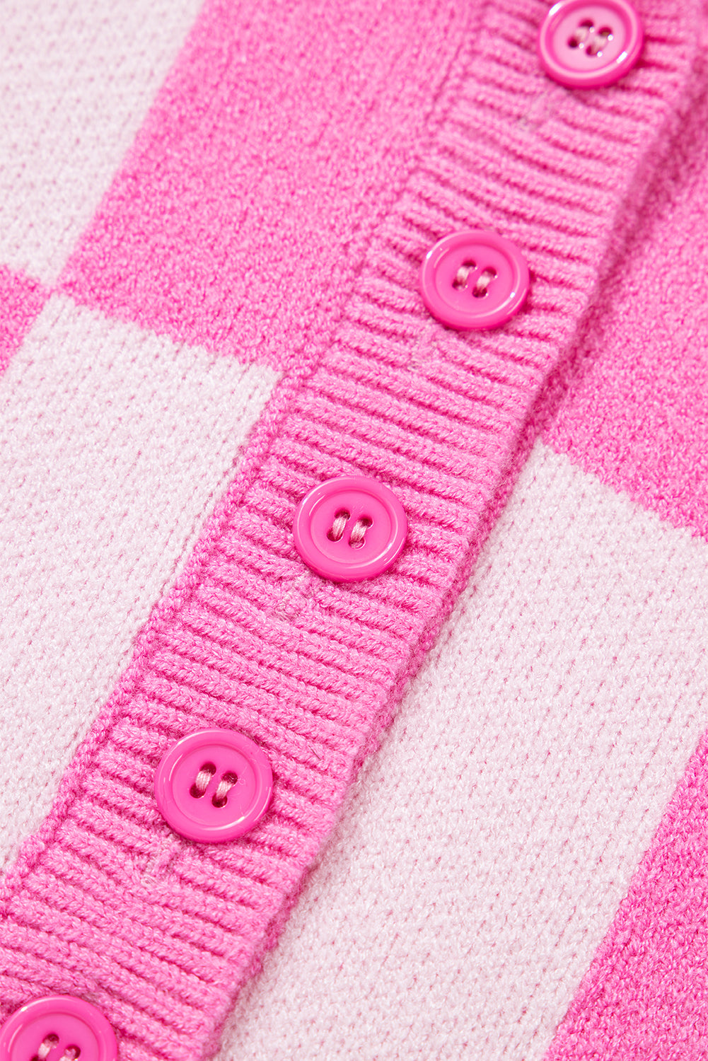 Pink Plus Size Checkered Collared Half Button Sweater-TOPS / DRESSES-[Adult]-[Female]-2022 Online Blue Zone Planet
