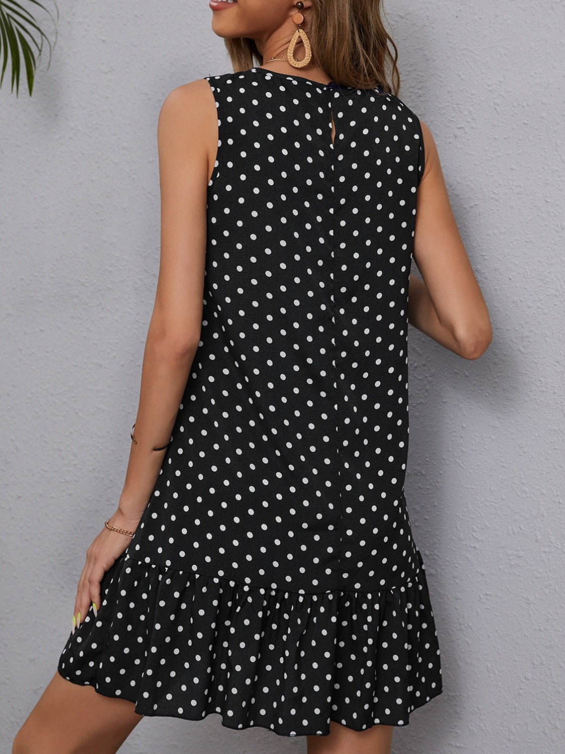 Polka Dot Sleeveless Mini Dress-TOPS / DRESSES-[Adult]-[Female]-2022 Online Blue Zone Planet