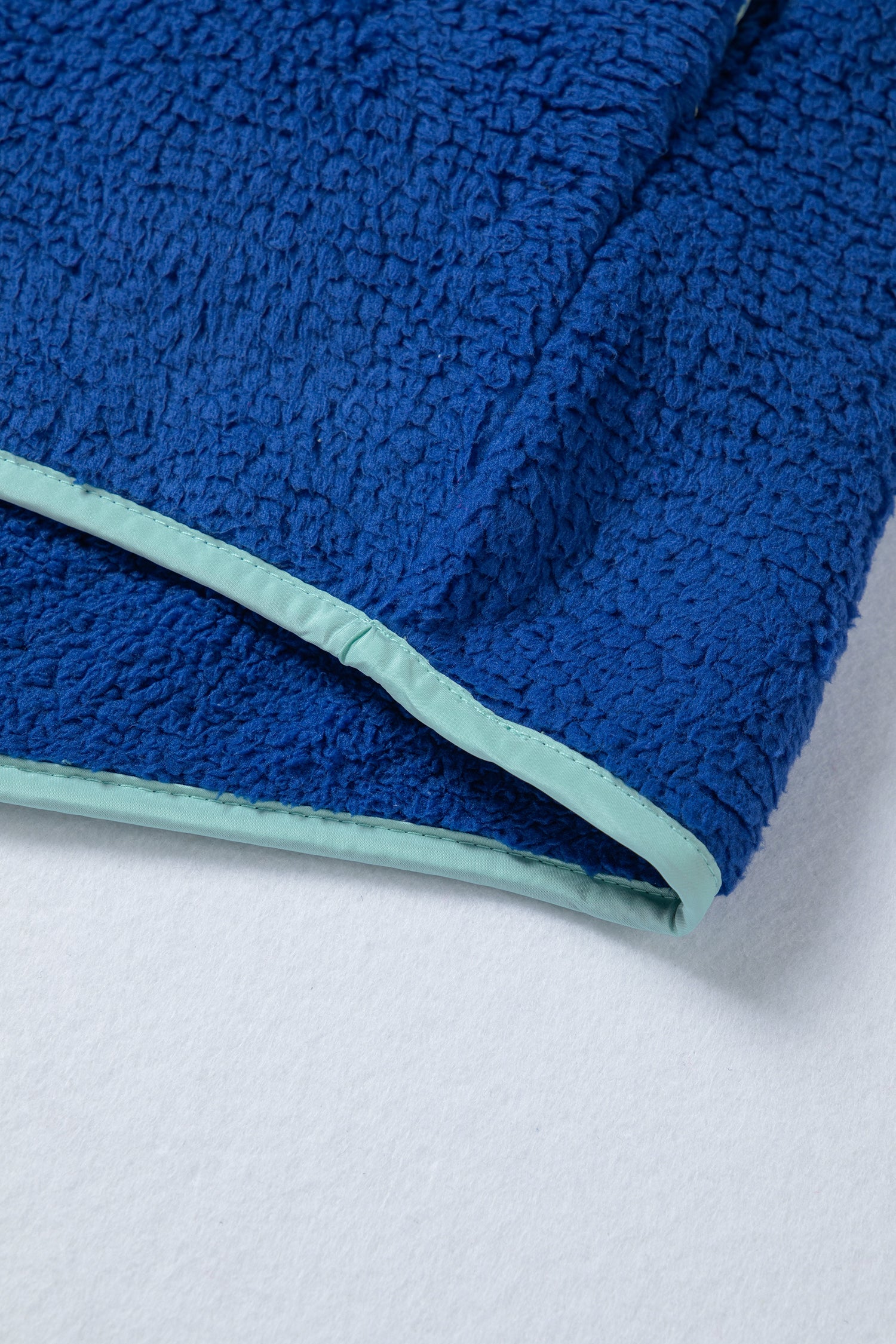 Sky Blue Sherpa Half Zip Contrast Trim Pullover Hoodie-Tops / Dresses-[Adult]-[Female]-2022 Online Blue Zone Planet