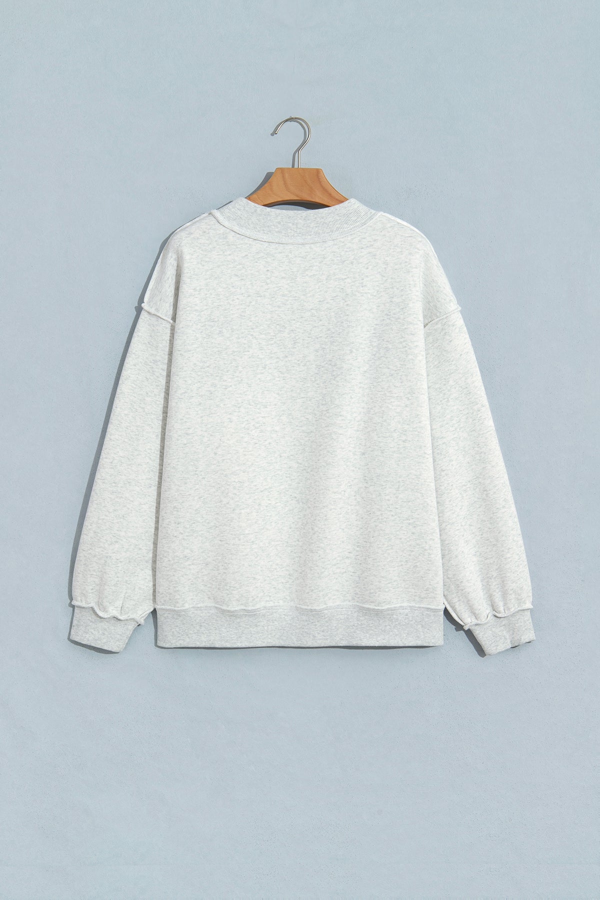 Light Grey Reversible Christian Faith Print Mock Neck Pullover Sweatshirt-Tops/Sweatshirts & Hoodies-[Adult]-[Female]-2022 Online Blue Zone Planet